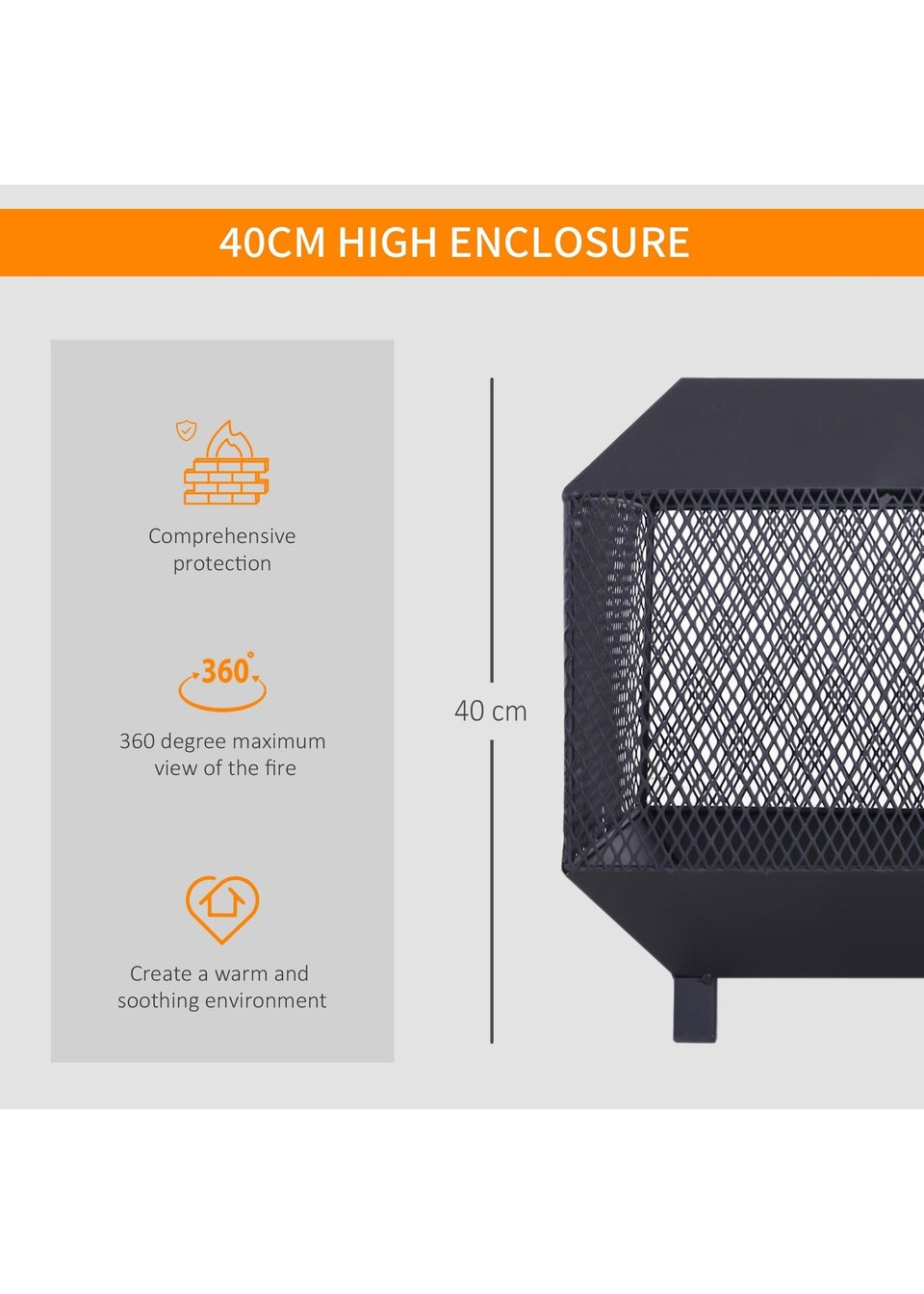 Outsunny Square Steel Firepit (44cm x 44cm x 40cm)