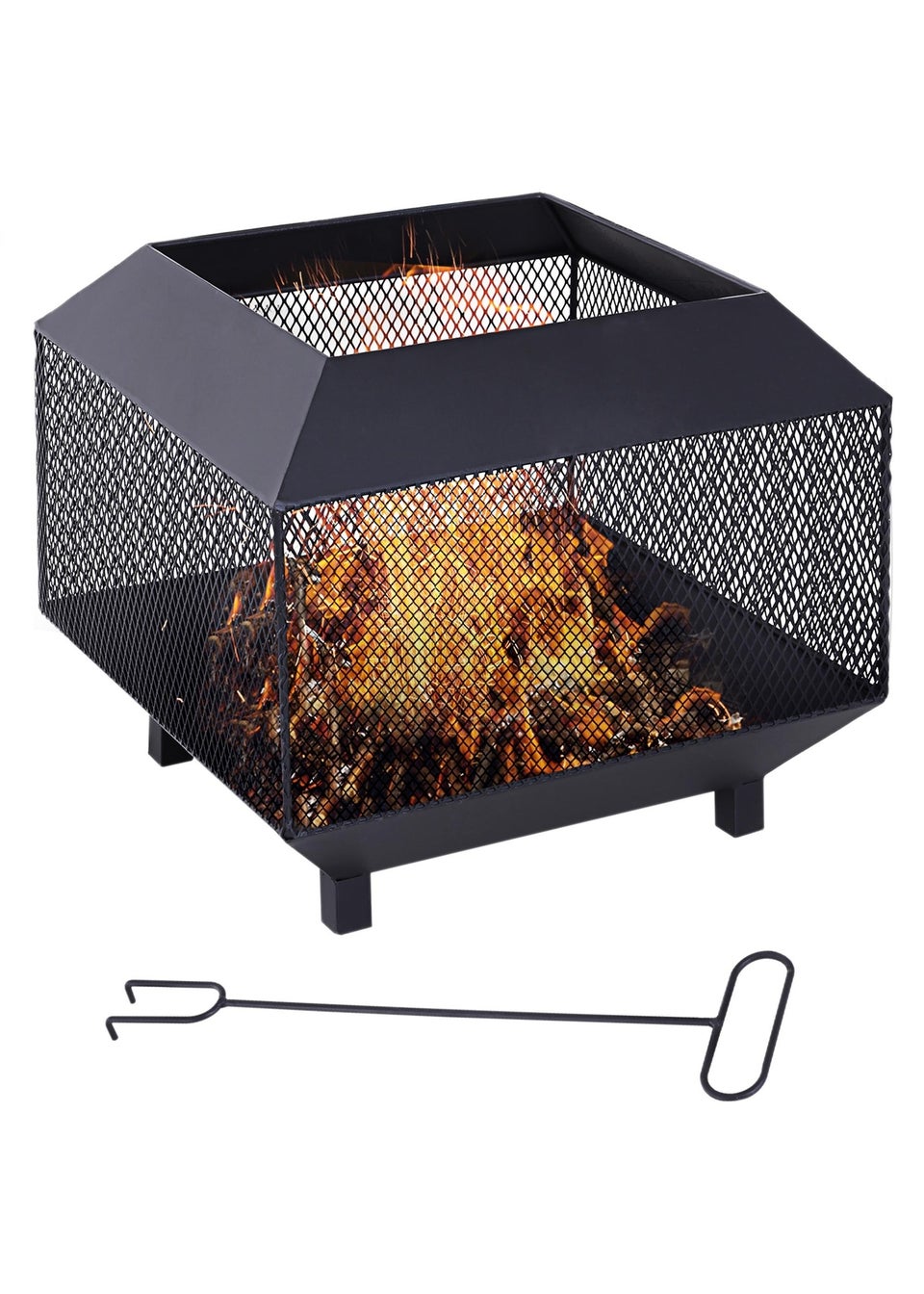 Outsunny Square Steel Firepit (44cm x 44cm x 40cm)