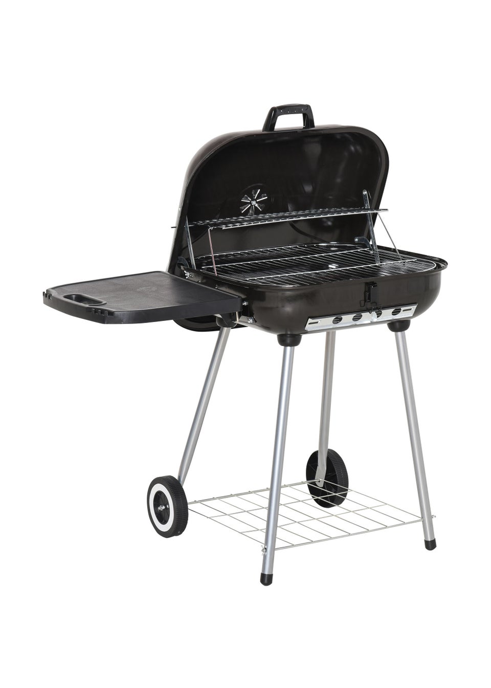 Outsunny Portable Charcoal Steel Grill Barbecue (96cm x 60cm x 83cm)