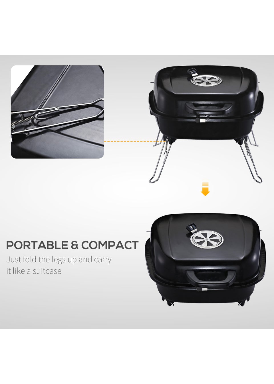 Outsunny Mini Portable Charcoal Barbecue Grill (45cm x 42cm x 33.5cm)