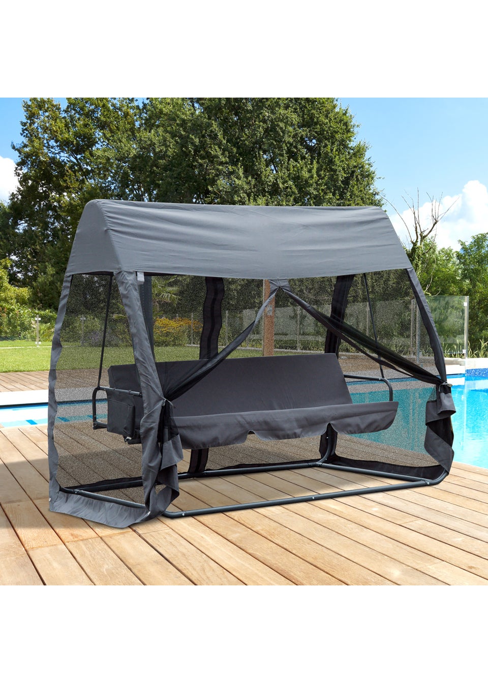 Outsunny 3 best sale seater garden swing
