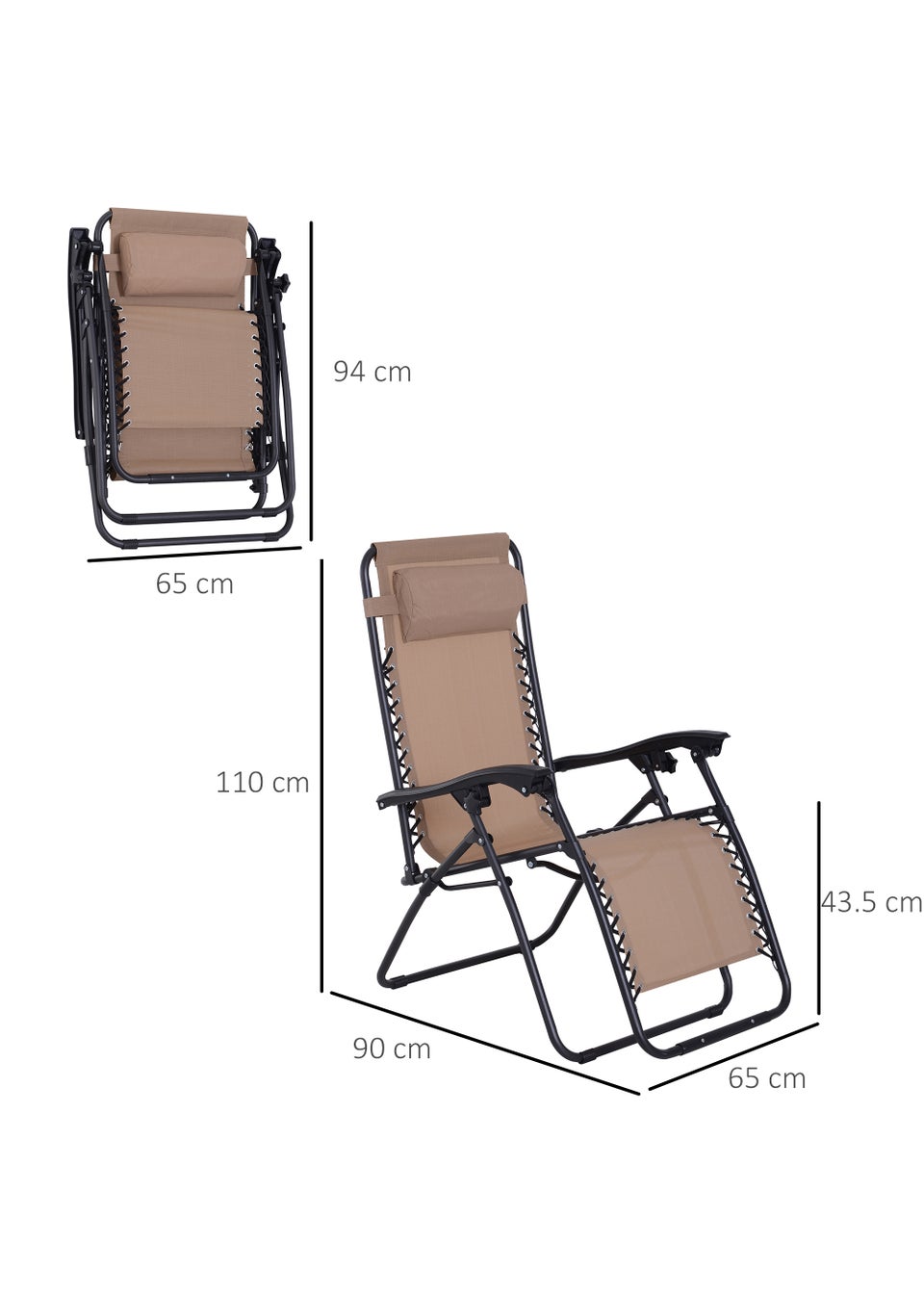 Outsunny Zero Gravity Outdoor Chair (90cm x 65cm x 110cm)