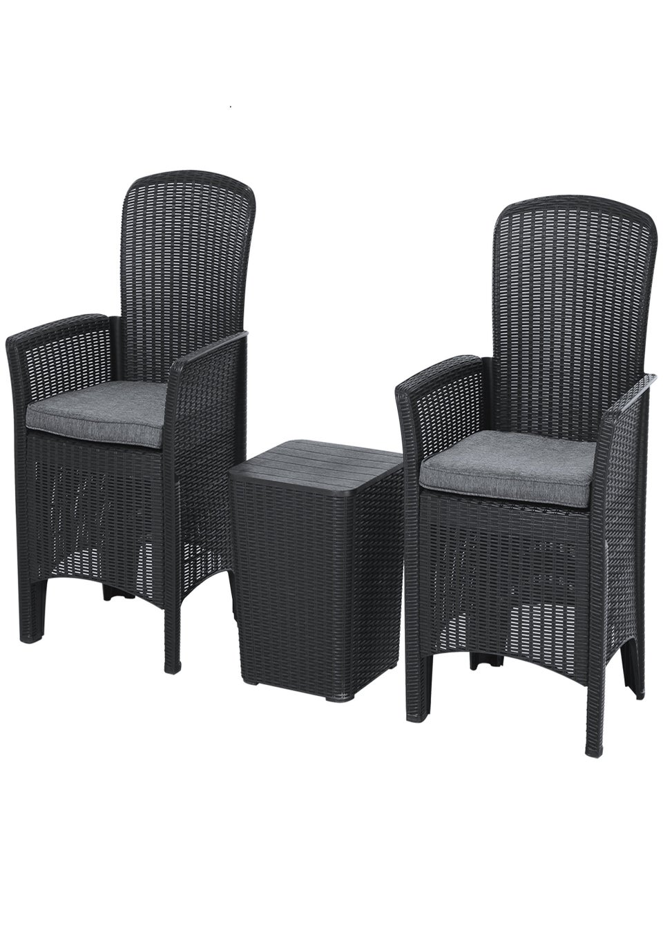Outsunny 3 Piece Faux Rattan Table & Chairs Set