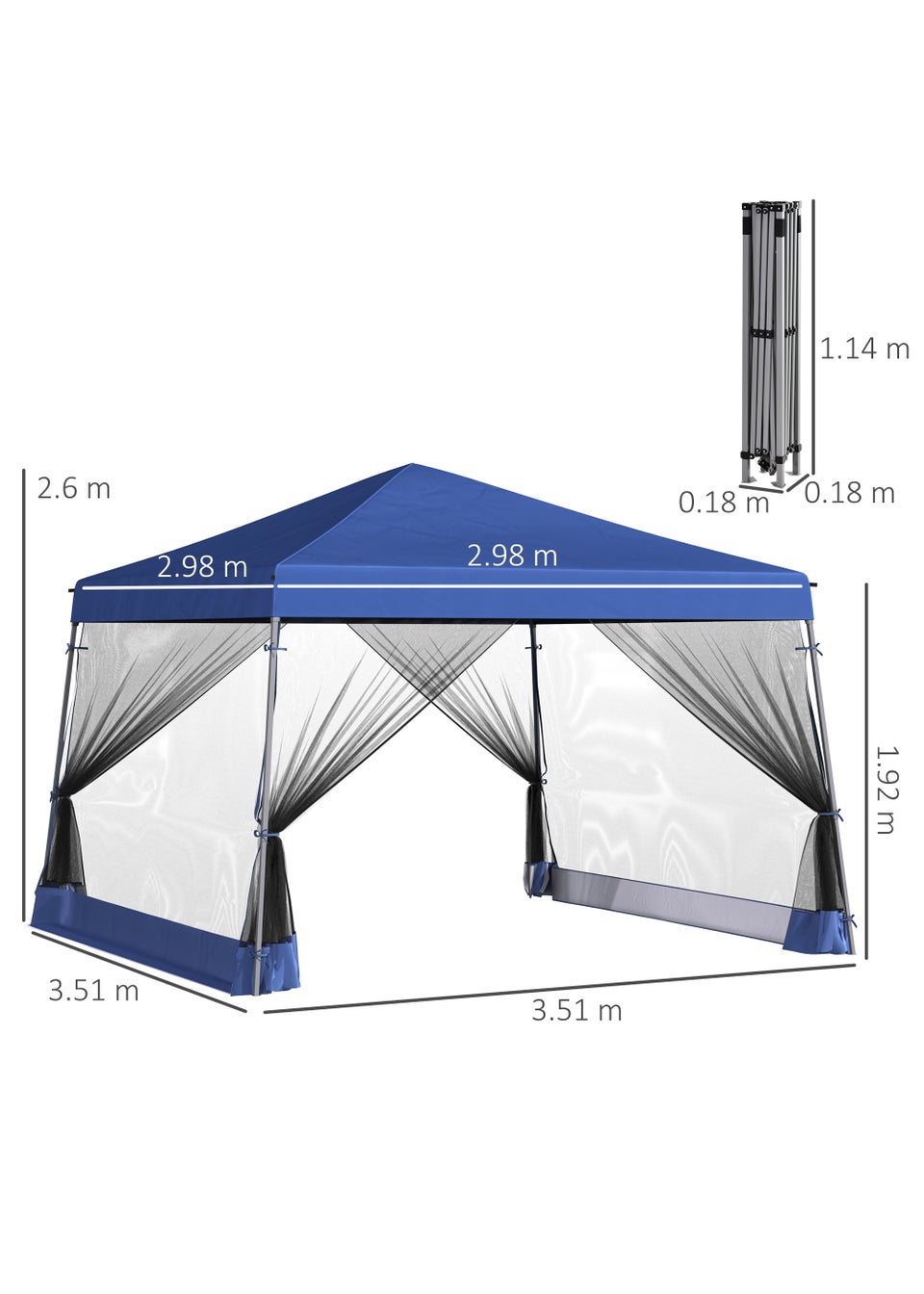 Outsunny Pop Up Gazebo with Mosquito Net (2.6m x 3.6m)