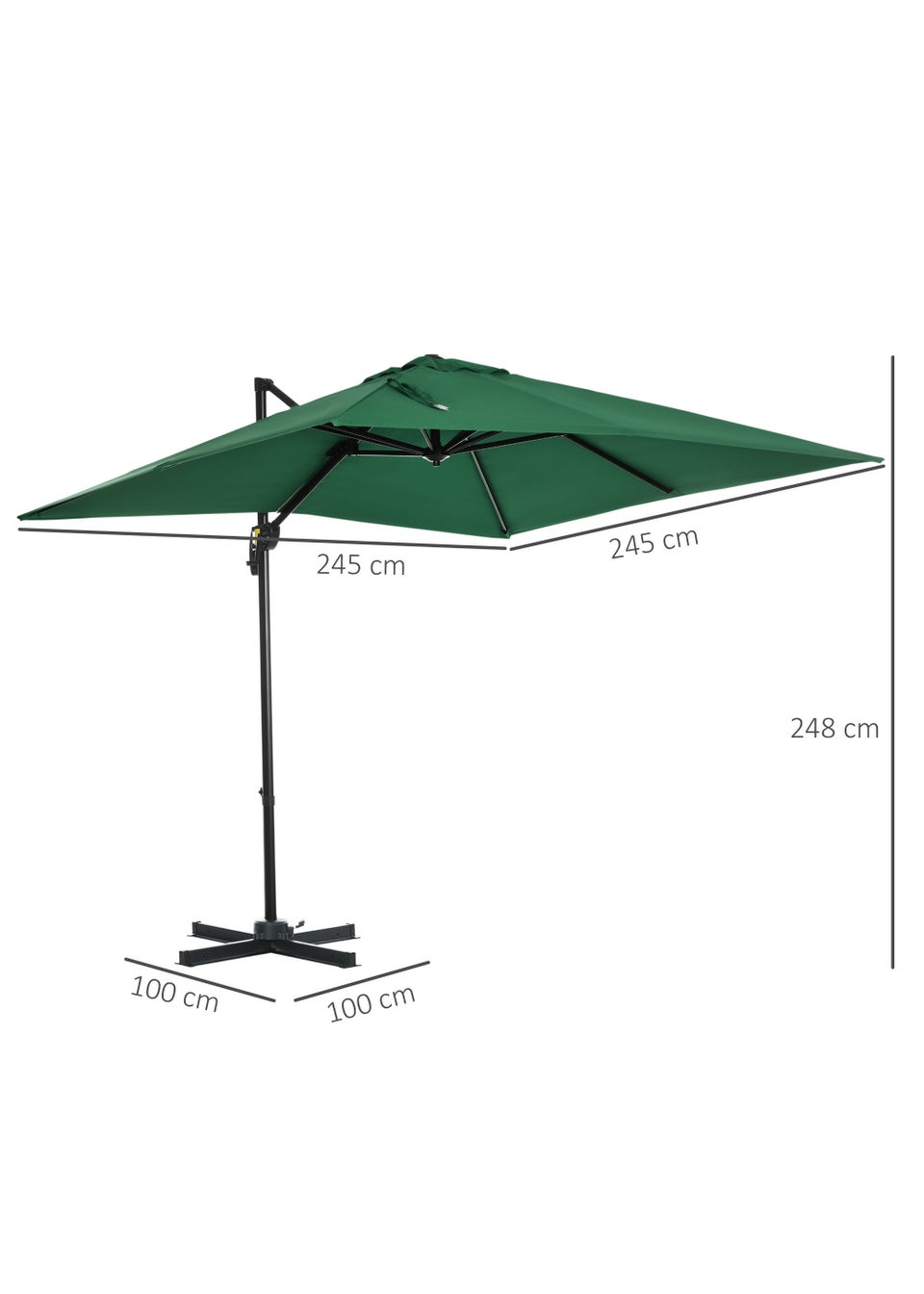 Outsunny Offset Square Rotating Garden Umbrella (245cm x 245cm x 248cm)