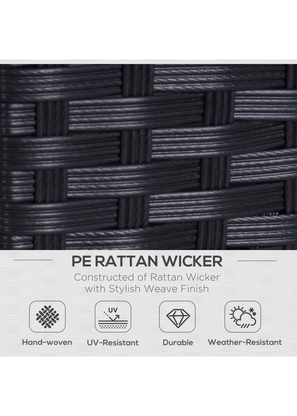 Outsunny Rattan Padded Loveseat Sofa (80cm x 70cm x 130cm)