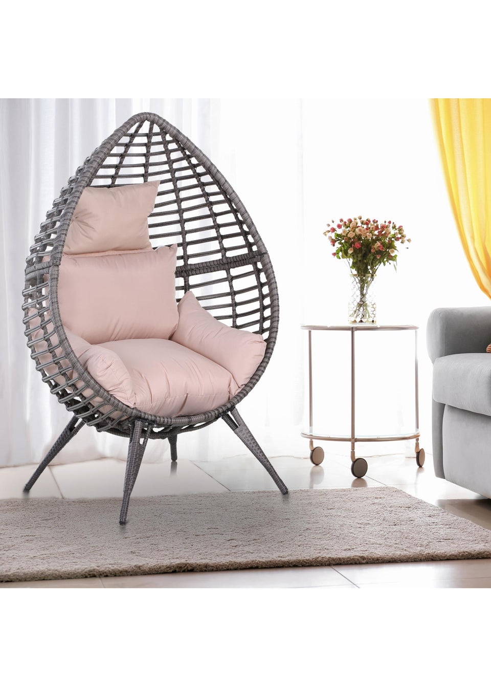 Outsunny Rattan Teardrop Garden Chair (101cm x 89cm x 156cm)