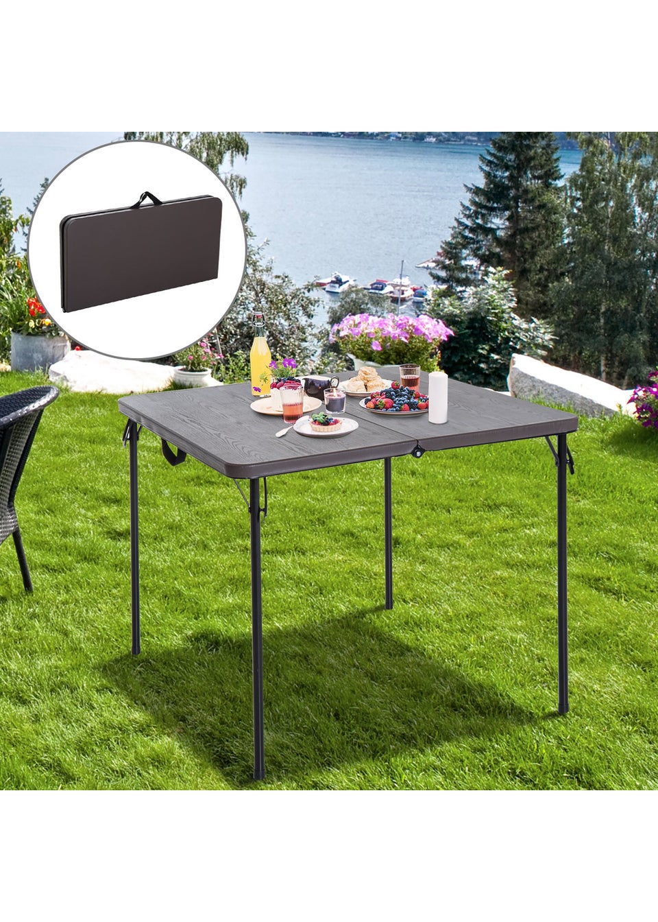 Outsunny Square Folding Picnic Table (86cm x 86cm)