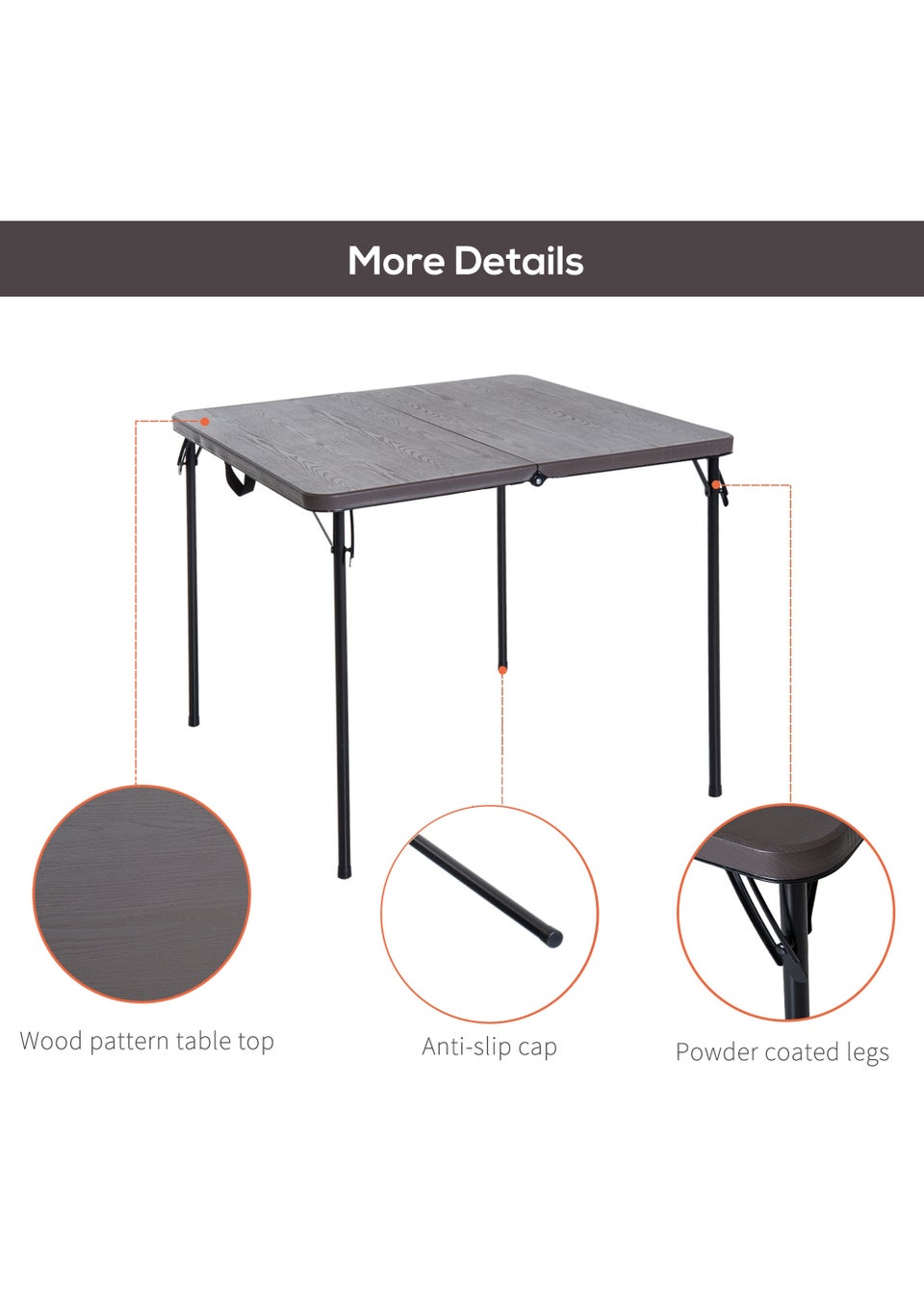 Outsunny Square Folding Picnic Table (86cm x 86cm)