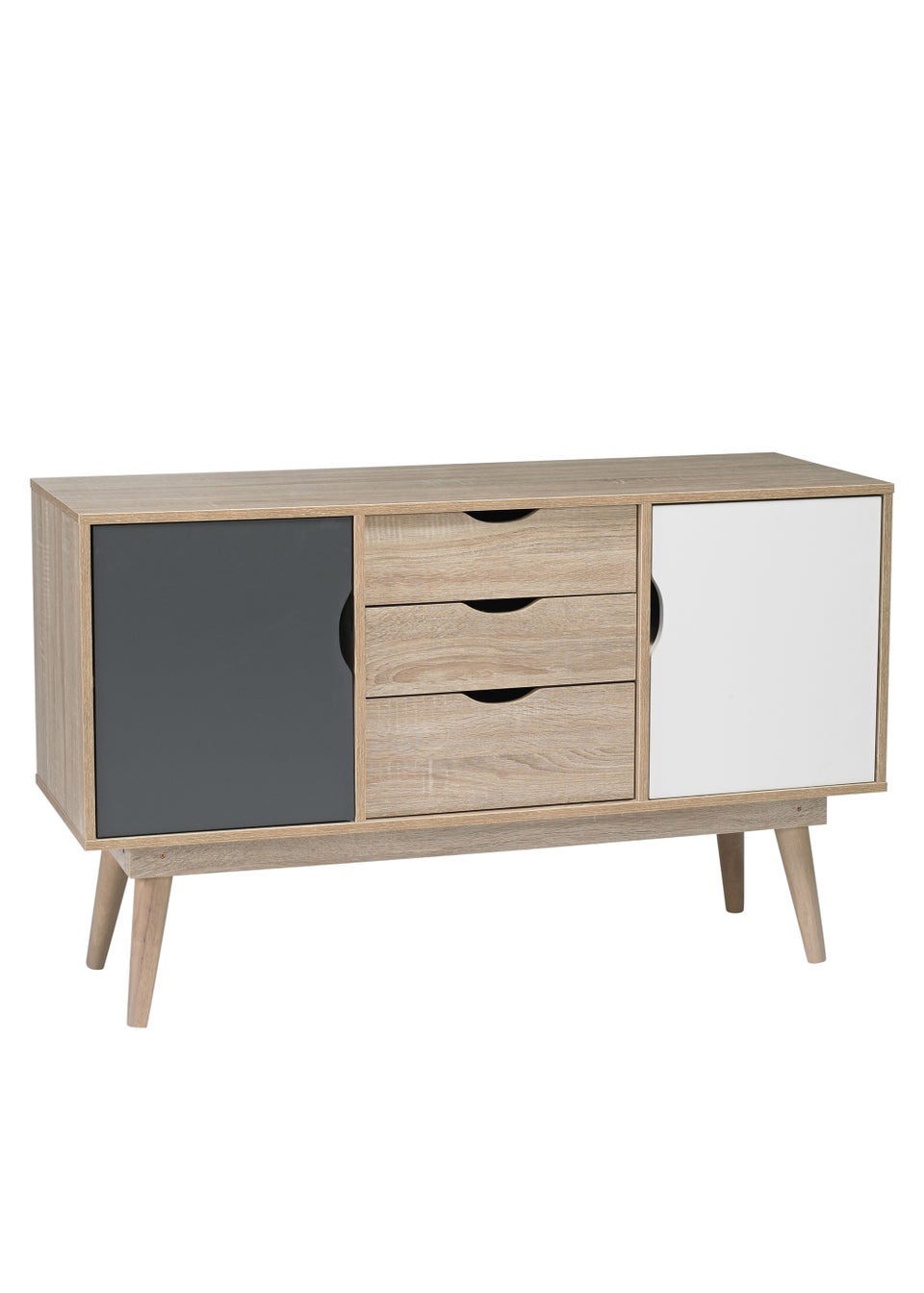 LPD Furniture Scandi Oak 2 Door Sideboard Grey (770x450x1250mm)
