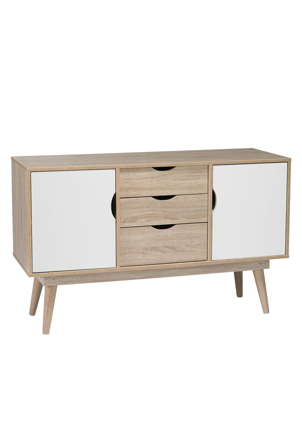 LPD Furniture Scandi Oak 2 Door Sideboard White (770x450x1250mm)