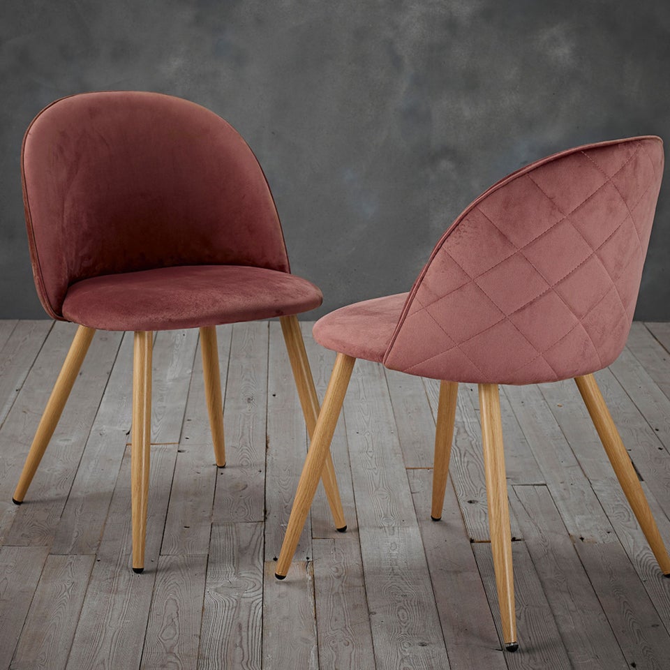 LPD Furniture Set of 2 Venice Dining Chairs Pink (780x550x510mm)