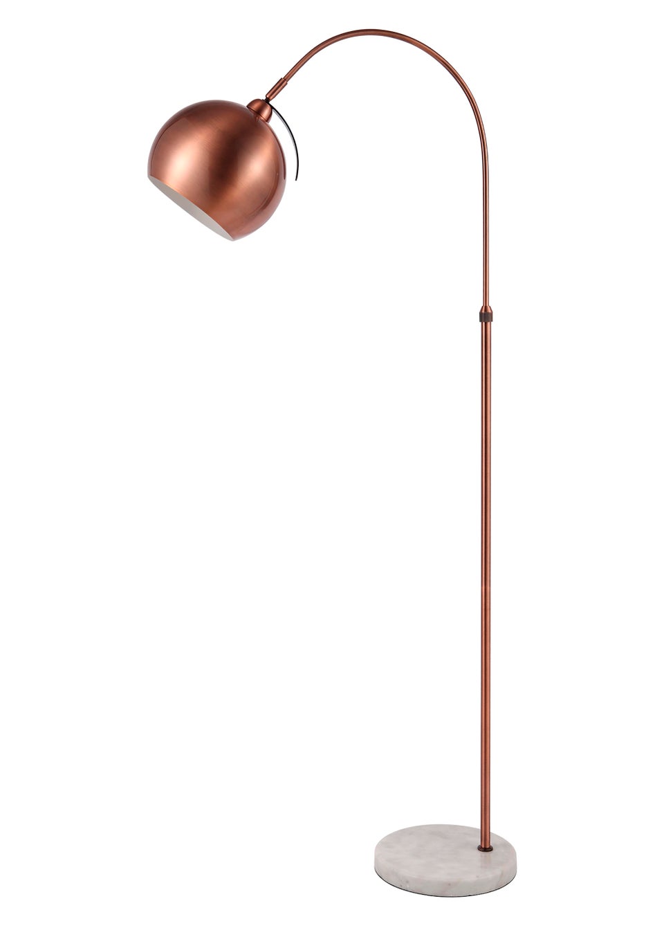 BHS Benson Copper Curved Floor Lamp (154.5cm x 27cm x 27.5cm)