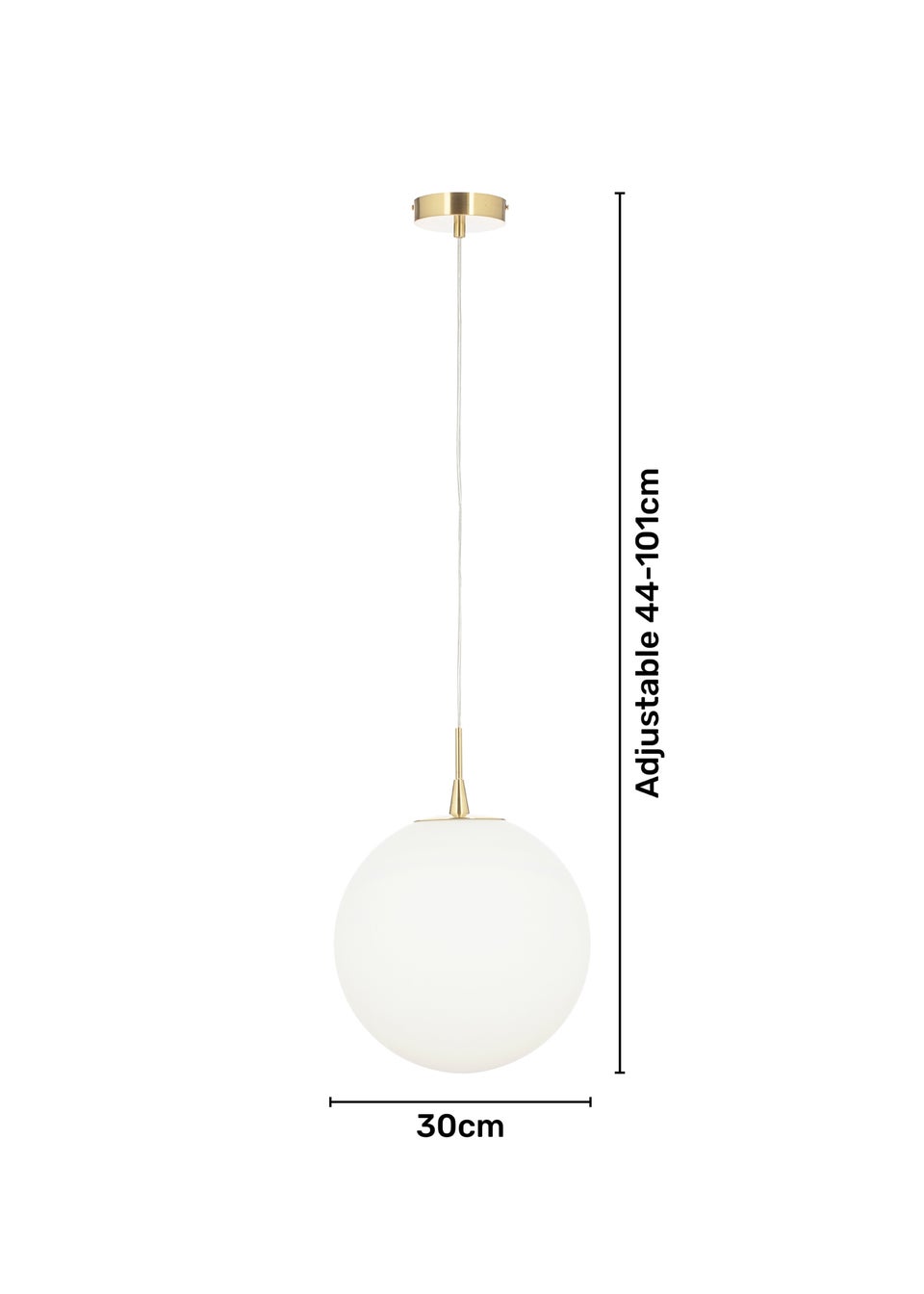BHS Hol Opal Glass Sphere Pendant Light (100cm x 30cm x 30cm)