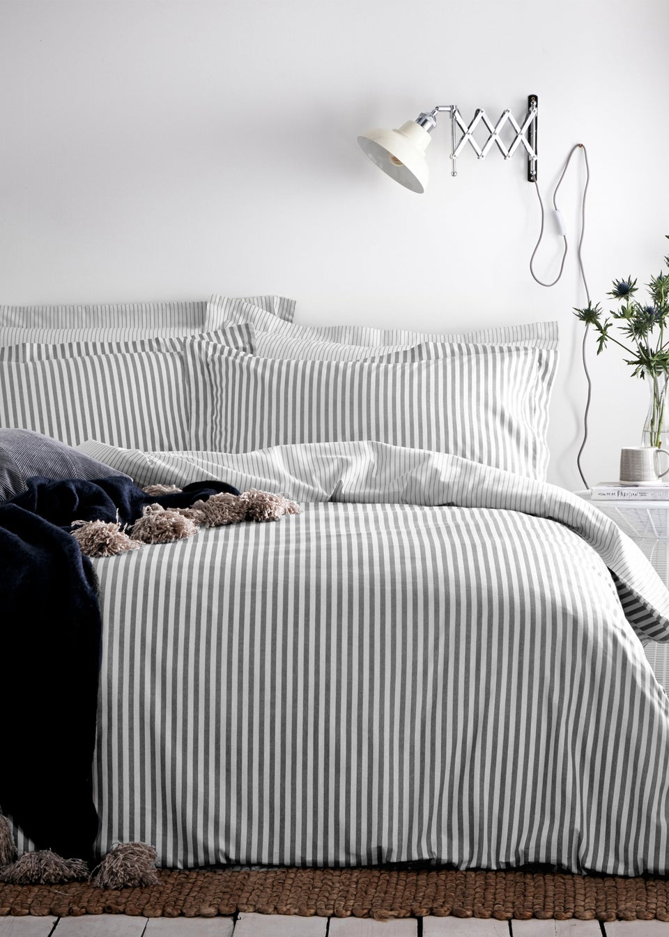 Yard Hebden Melange Grey Stripe Duvet Cover Set