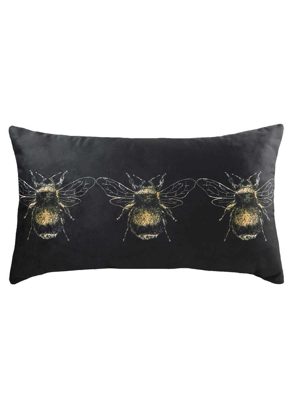 Evans Lichfield Velvet Bee Portrait Cushion (30cm x 50cm x 8cm)