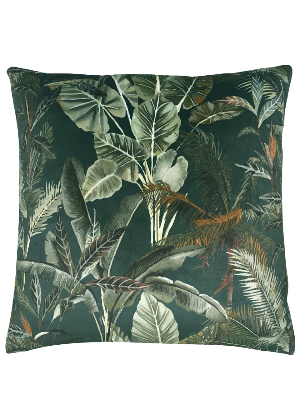 Evans Lichfield Jungle Leaves Velvet Cushion (43cm x 43cm x 8cm)