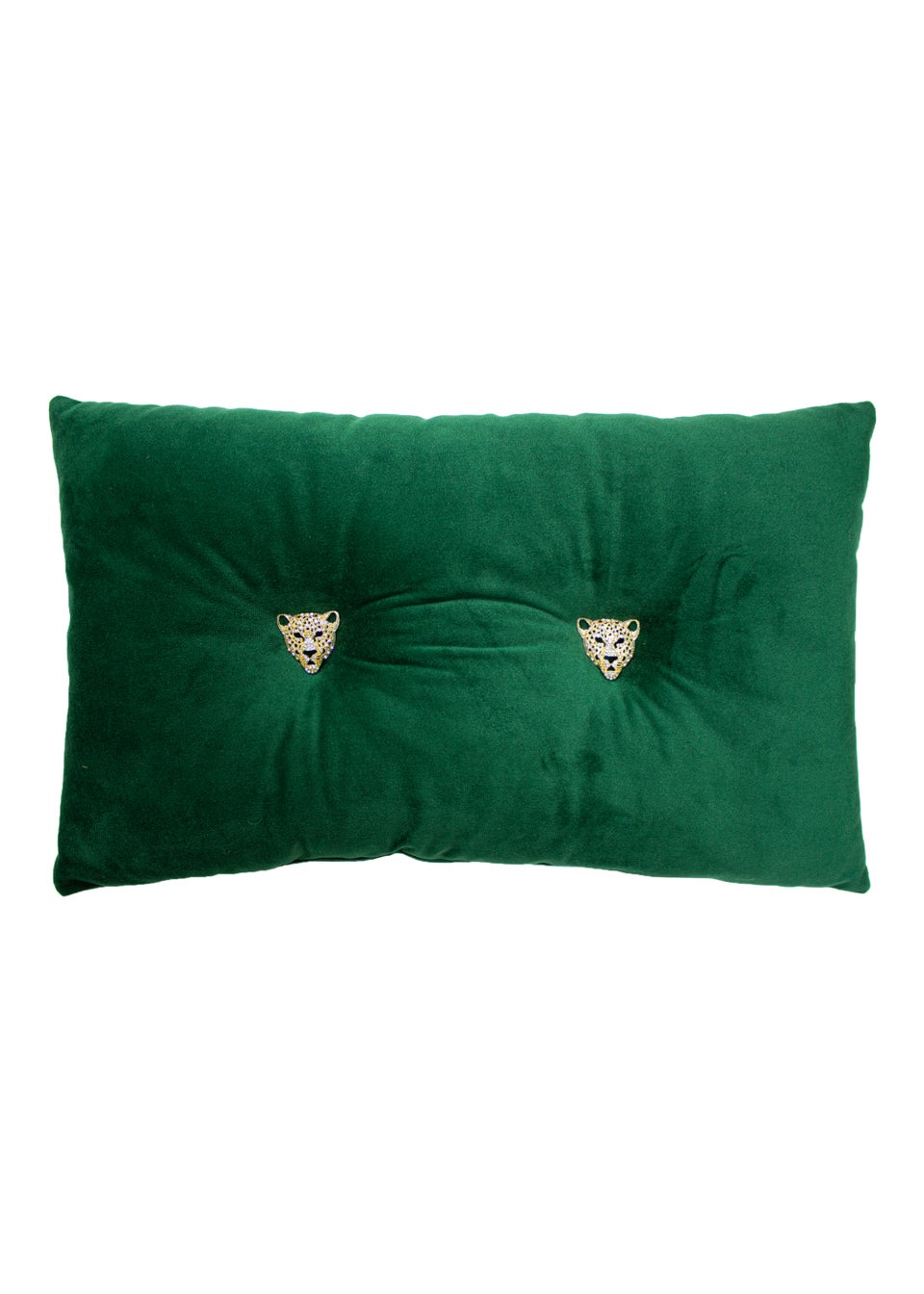 Paoletti Panther Button Velvet Cushion (30cm x 50cm x 8cm)