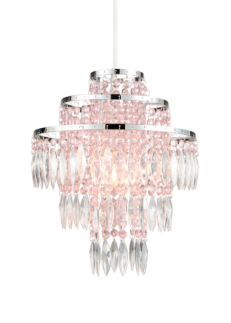 Glow Pink Jewelled Easy Fit Light Shade (37cm x 32cm x 32cm)