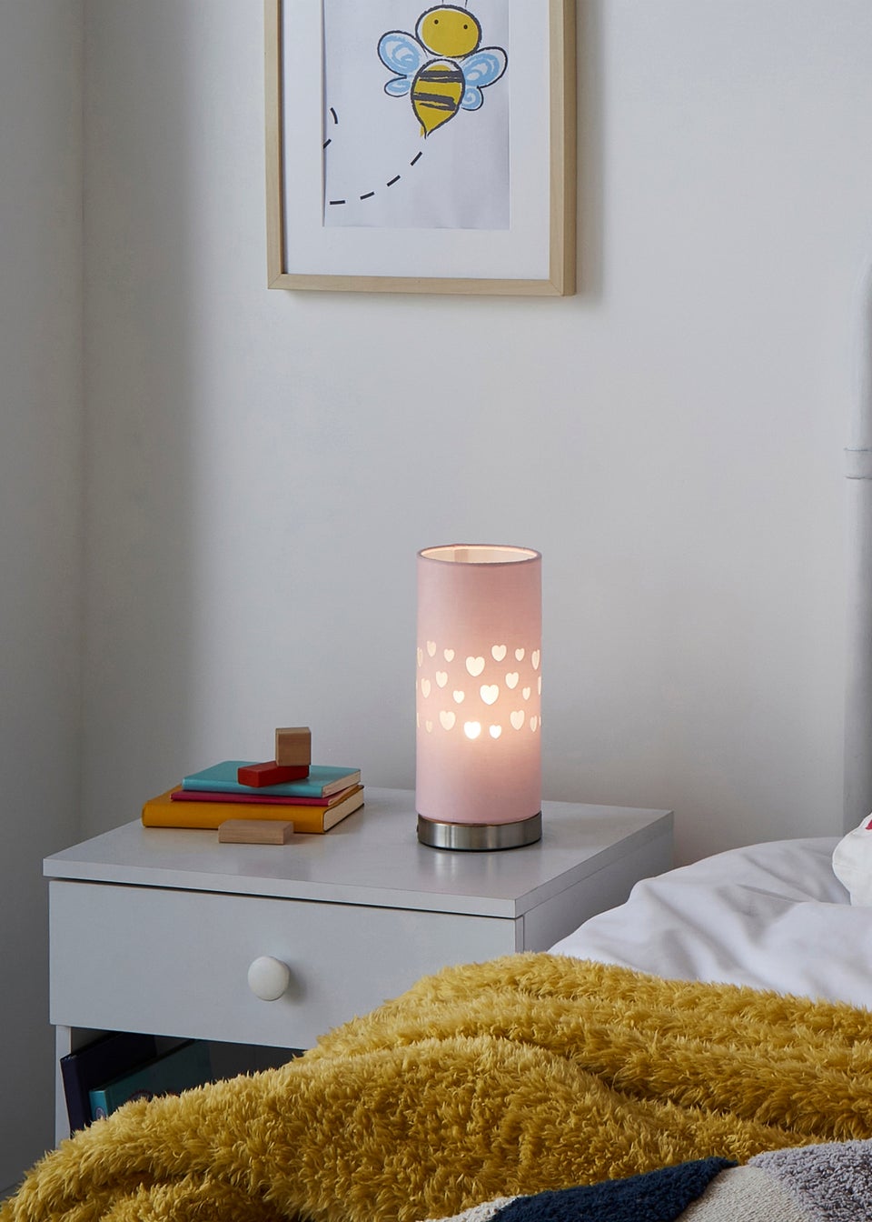 Glow Hearts Pink Table Lamp (26cm x 12cm)