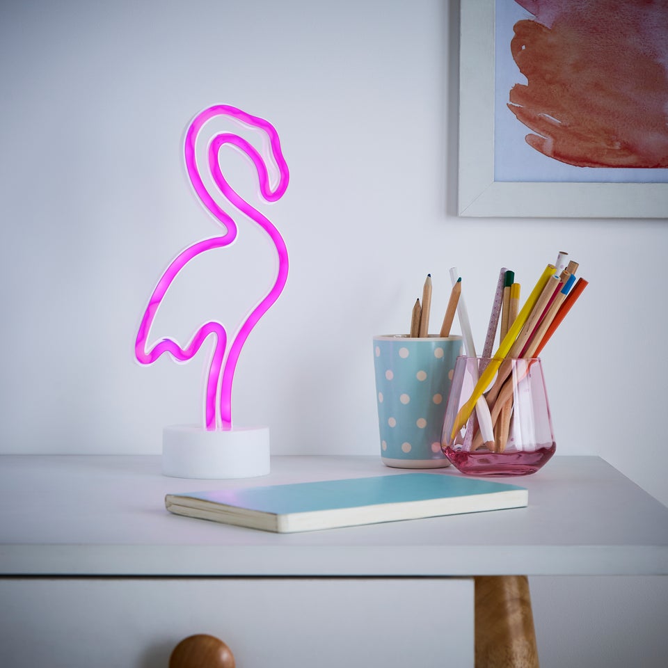 Glow Flamingo Neon Light (29.5cm x 14.5cm x 8.5cm)