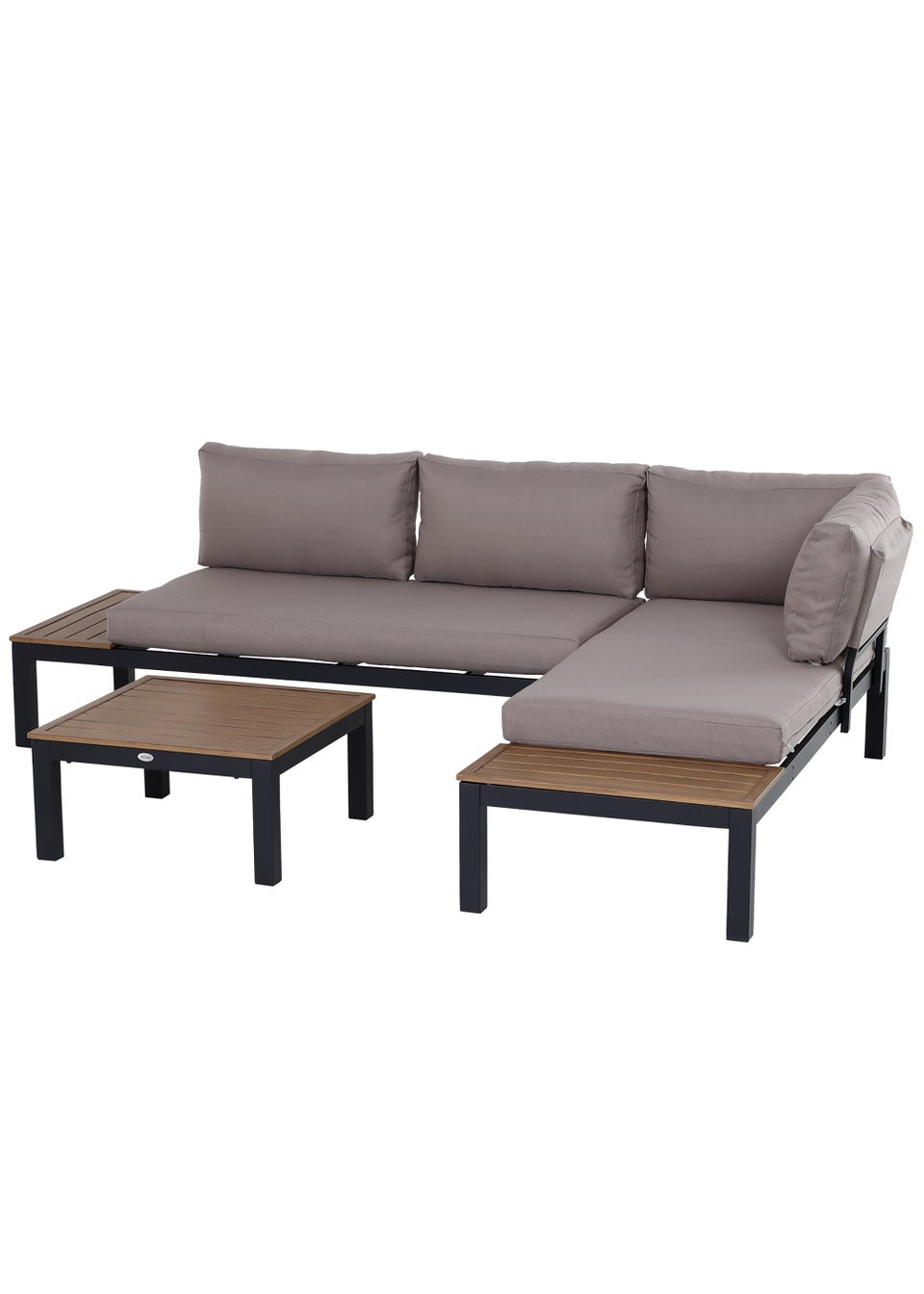 Outsunny 3 Piece Grey Garden Sofa Set (69cm x 74cm x 64cm) Matalan