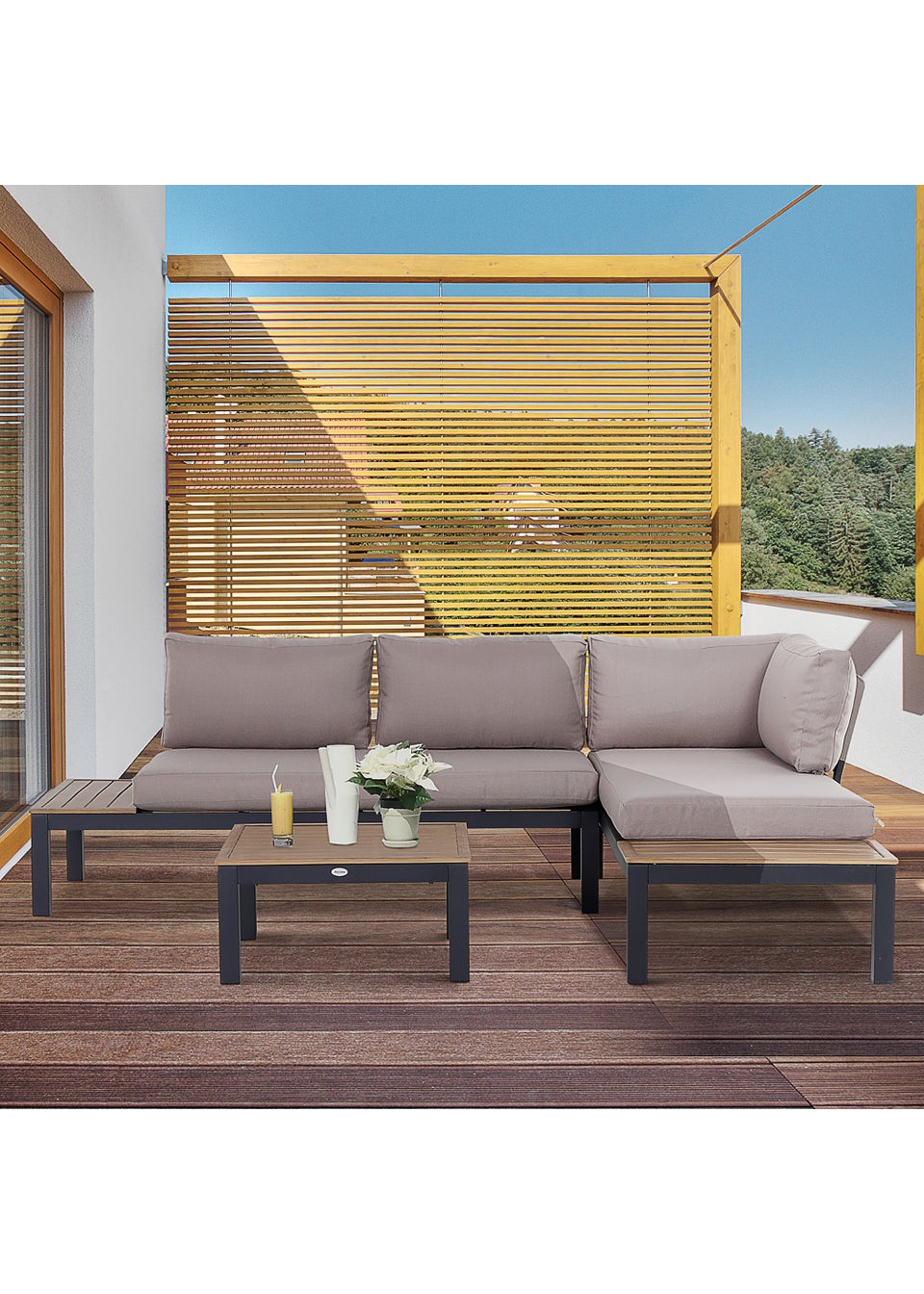 Outsunny 3 Piece Grey Garden Sofa Set (69cm x 74cm x 64cm) Matalan