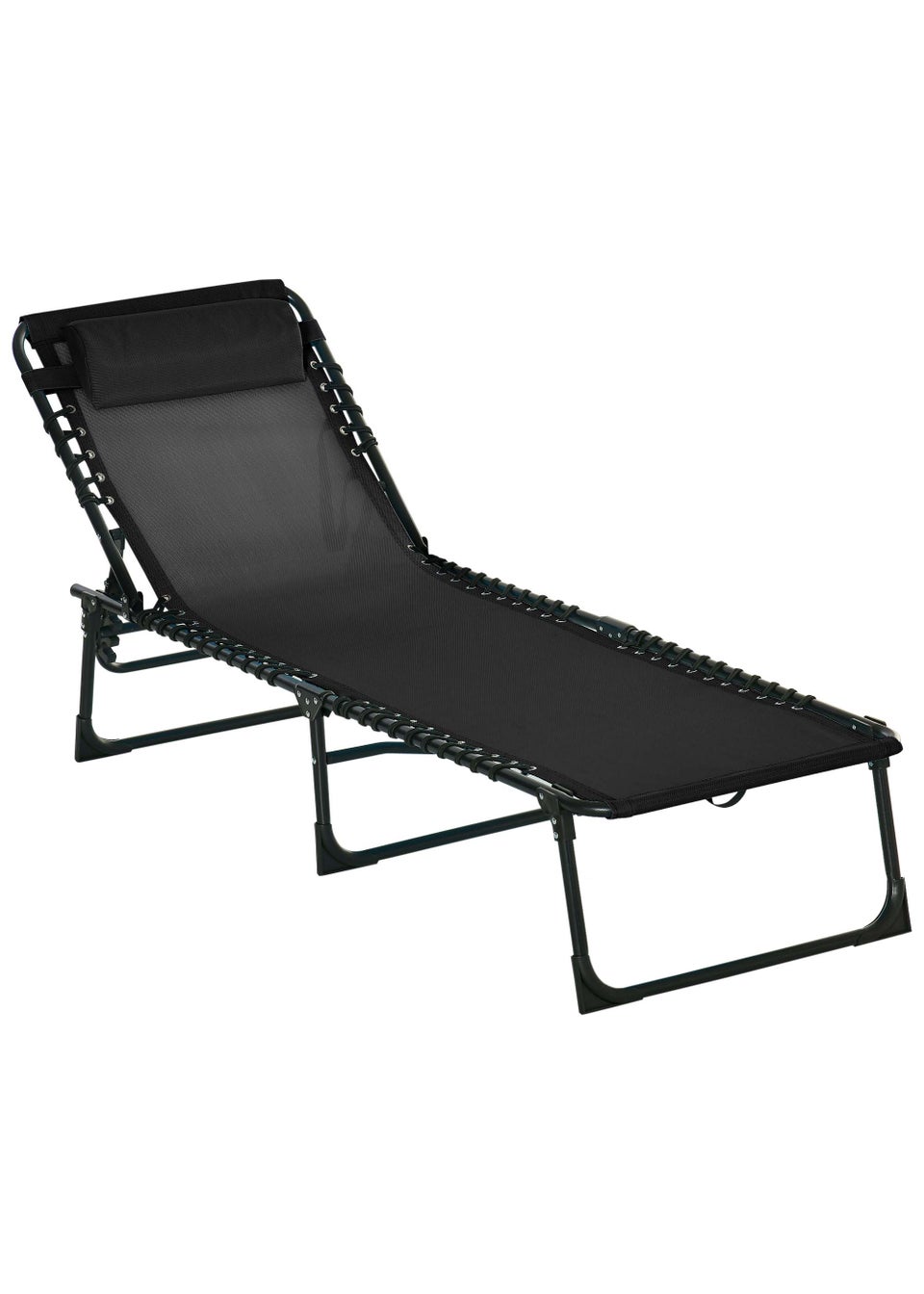 Outsunny Foldable Sun Lounger, Outdoor 4 Level Adjustable Backrest Reclining Chaise Chair