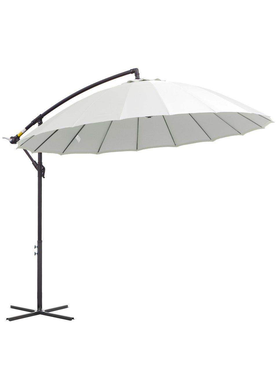Outsunny 3(m) Cantilever Shanghai Parasol w/ Crank Handle, Cross Base, Off-White