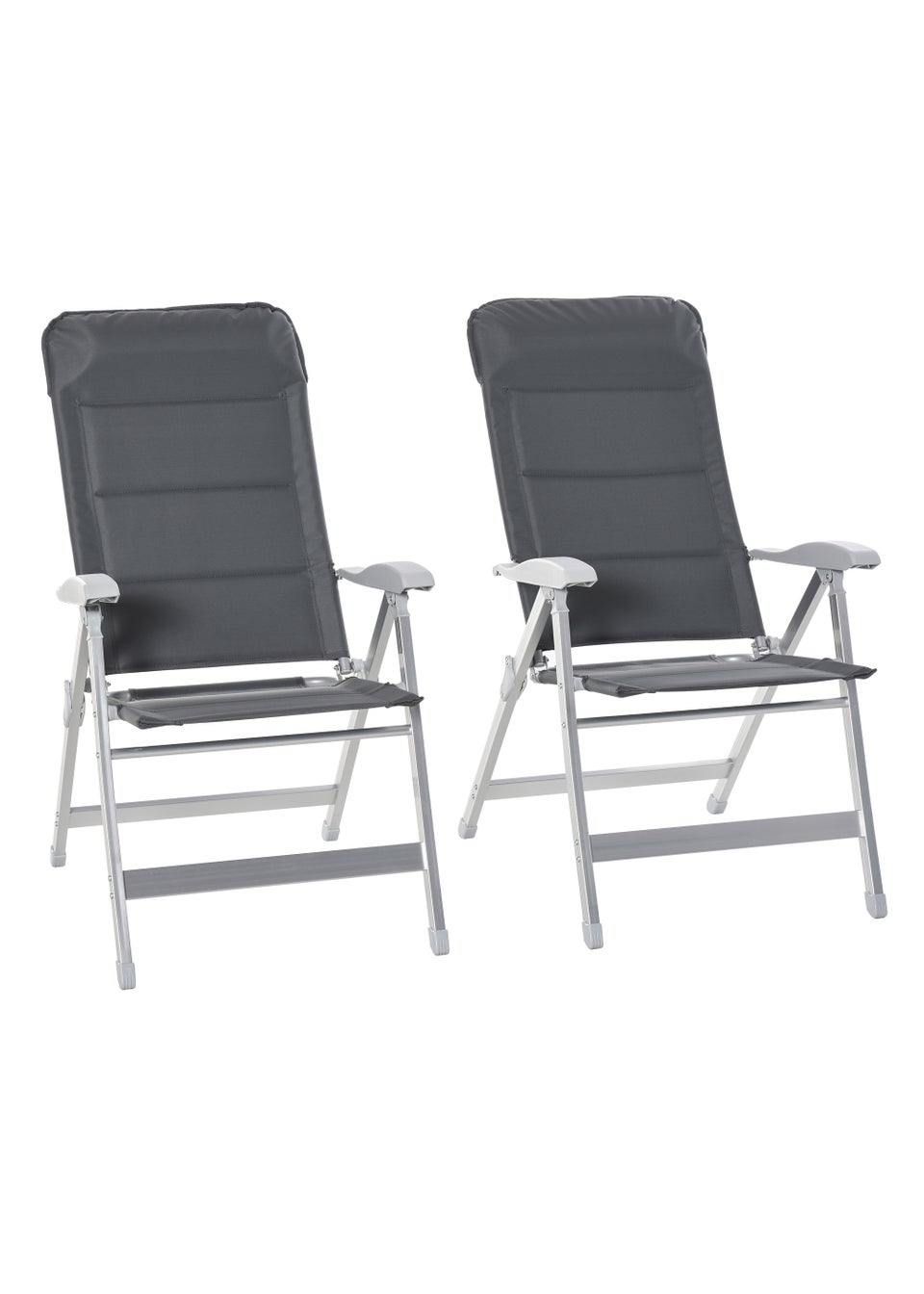 Outsunny 2 Piece Grey Padded Deck Chairs (115cm x 61.5cm x 75cm)