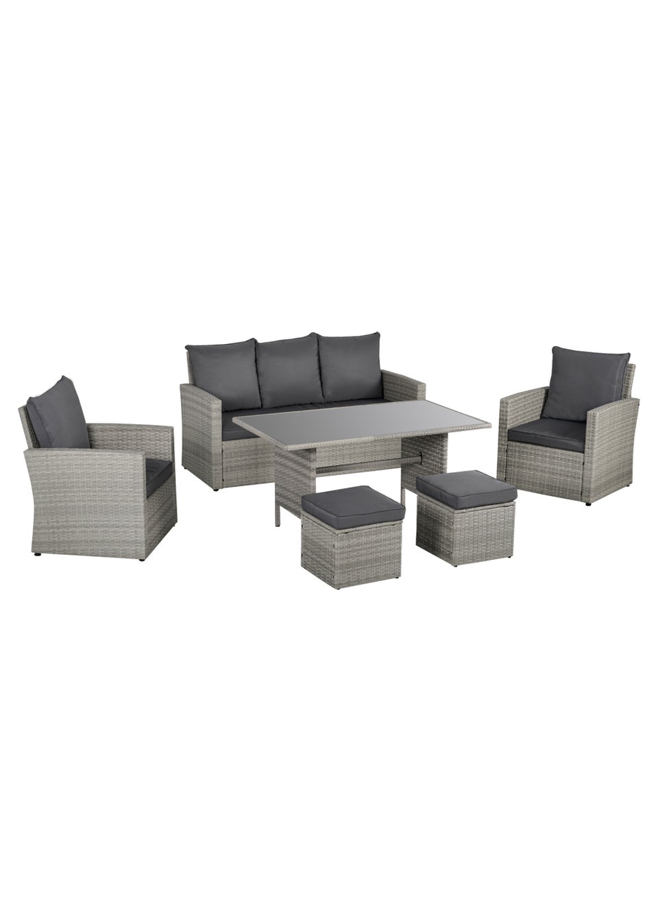 Outsunny 6 Piece Rattan Wicker Garden Furniture Set with Dining Table