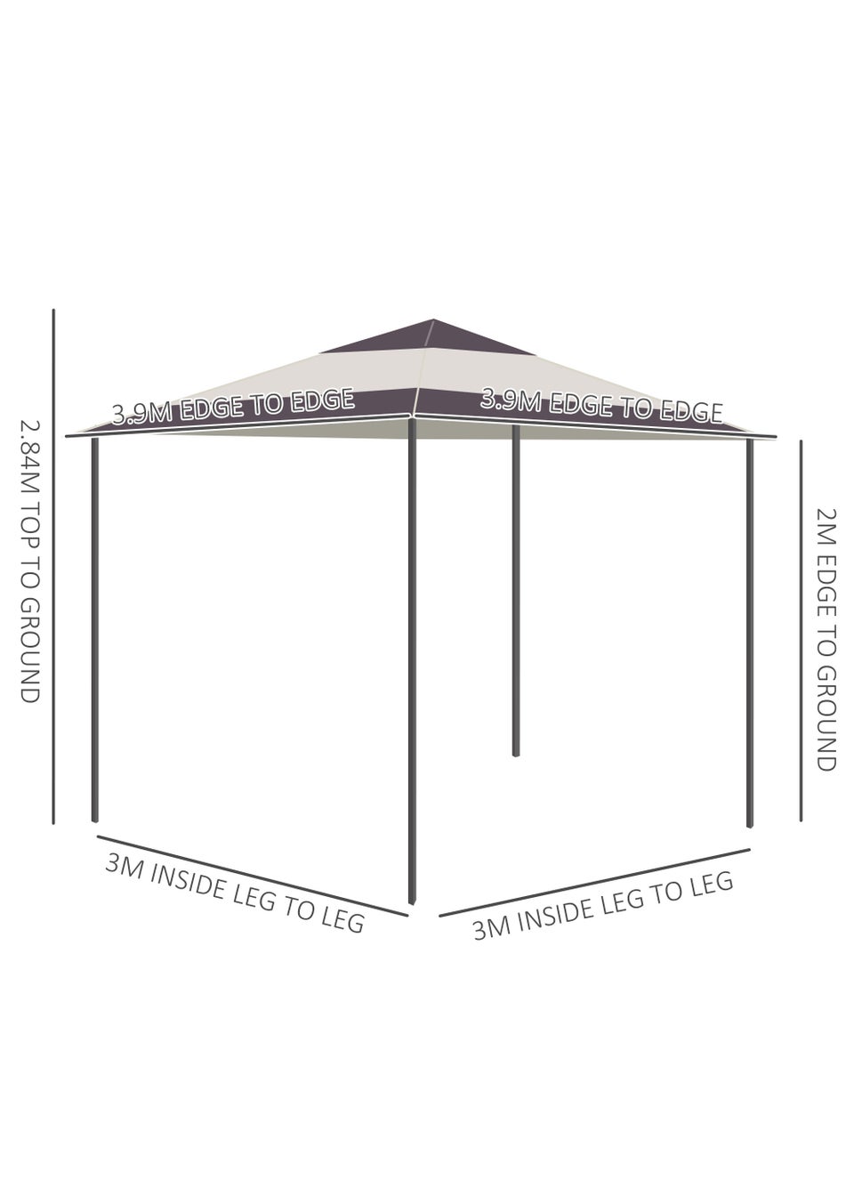 Outsunny 4m Pop Up Gazebo (284cm x 390cm x 390cm)