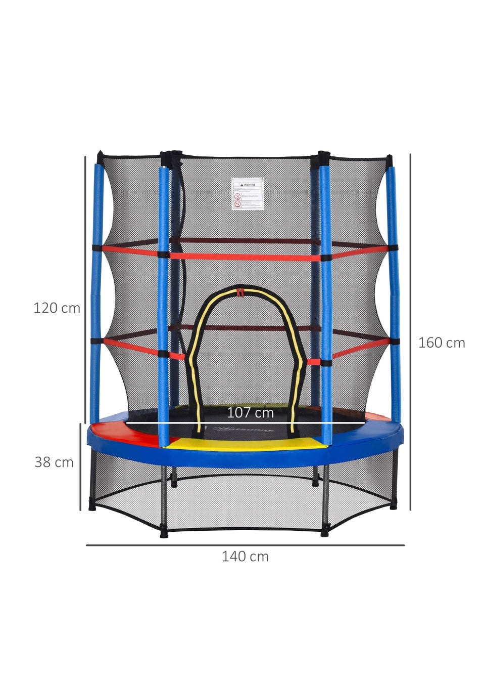 HOMCOM Trampoline with Safety Enclosure Net (140cm x 160cm)