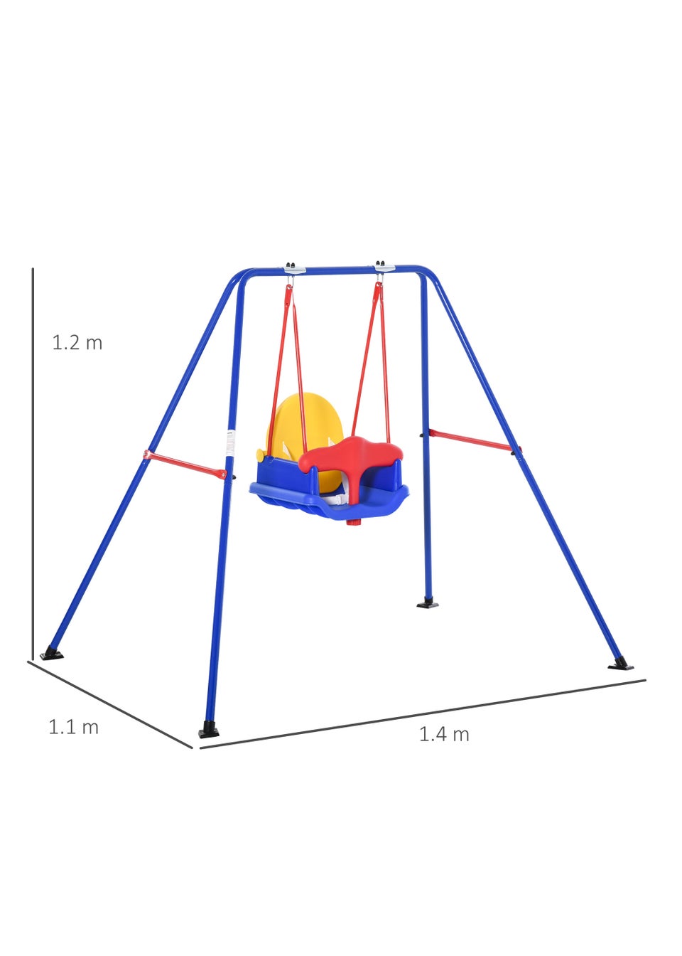 Outsunny Baby Metal A Frame Swing with Adjustable Frame (140cm x 110cm x 120cm)