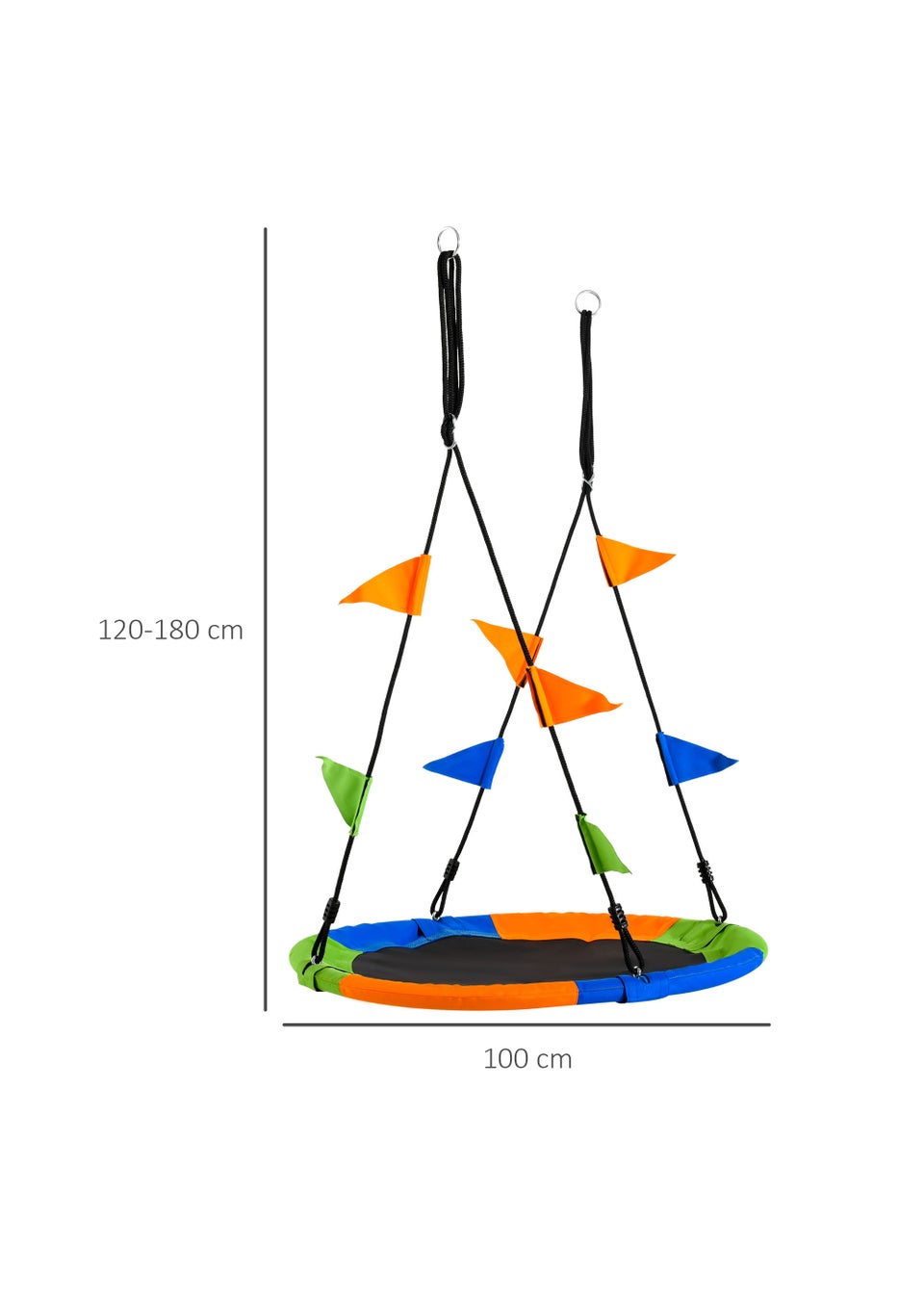 Outsunny Saucer Tree Swing with Metal Frame (100cm x 100cm x 180cm)
