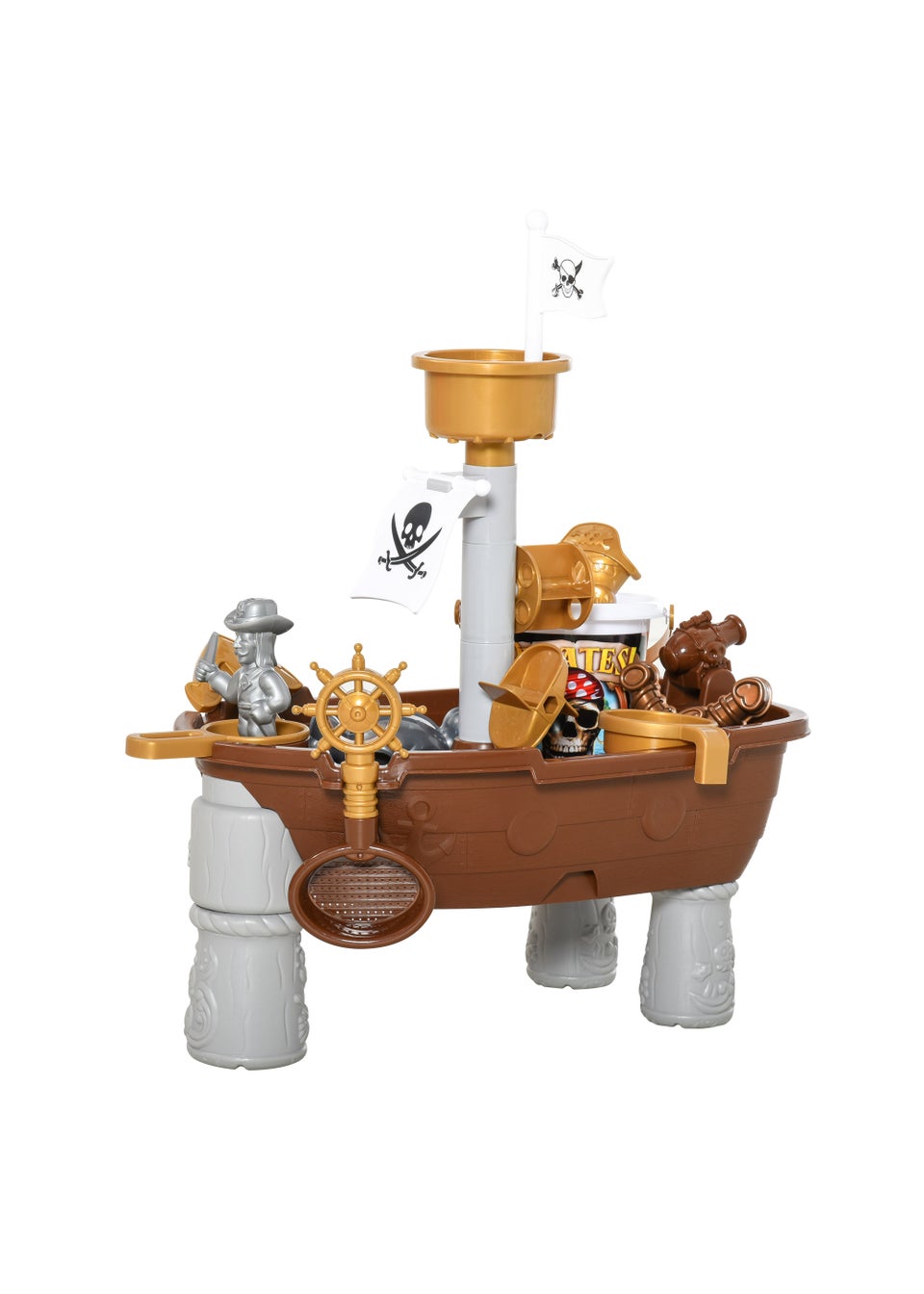 HOMCOM Sand & Water Outdoor Pirate Ship (45.5cm x  30cm x 57.5cm)