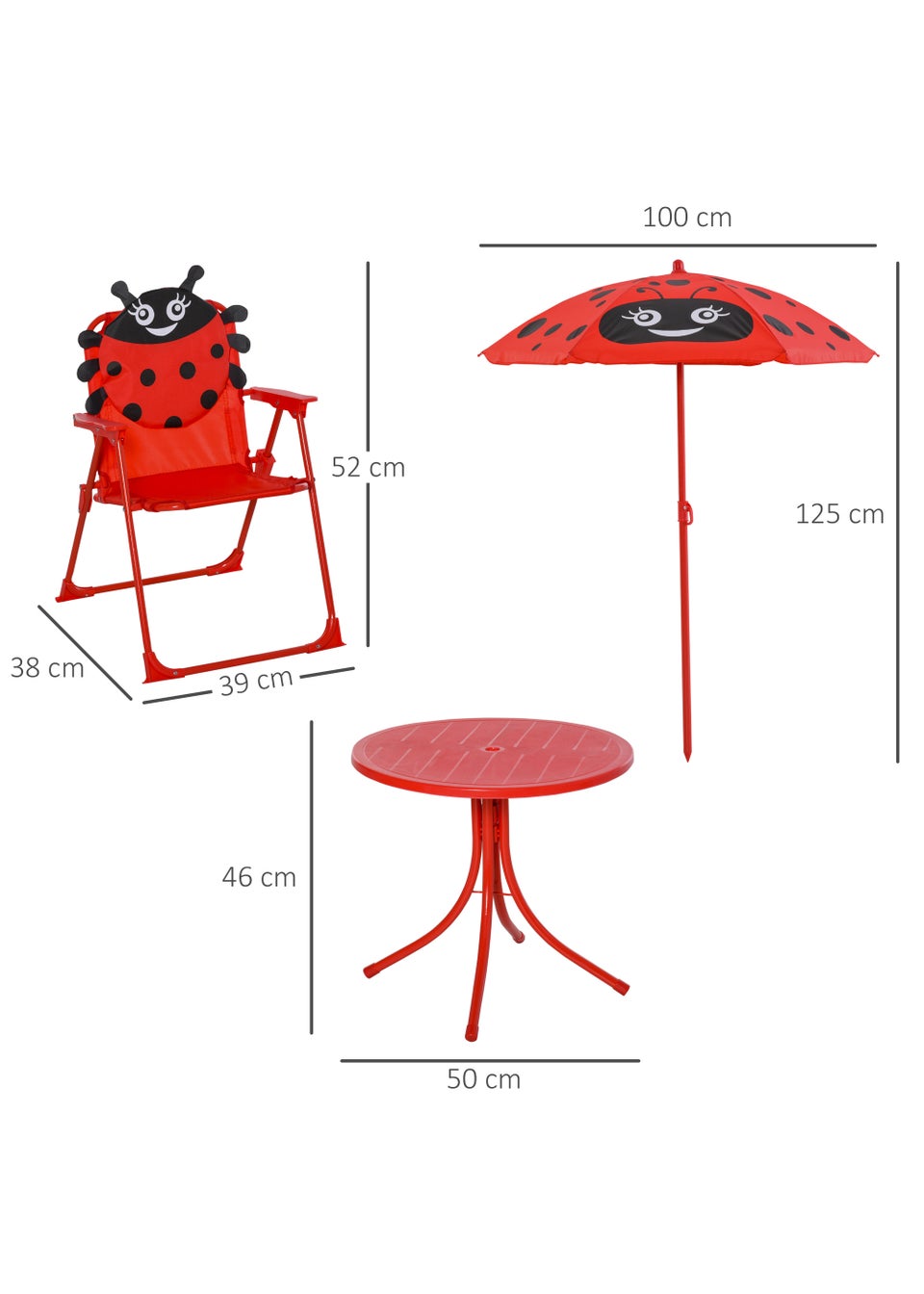 Outsunny Kids Ladybird Folding Picnic Table