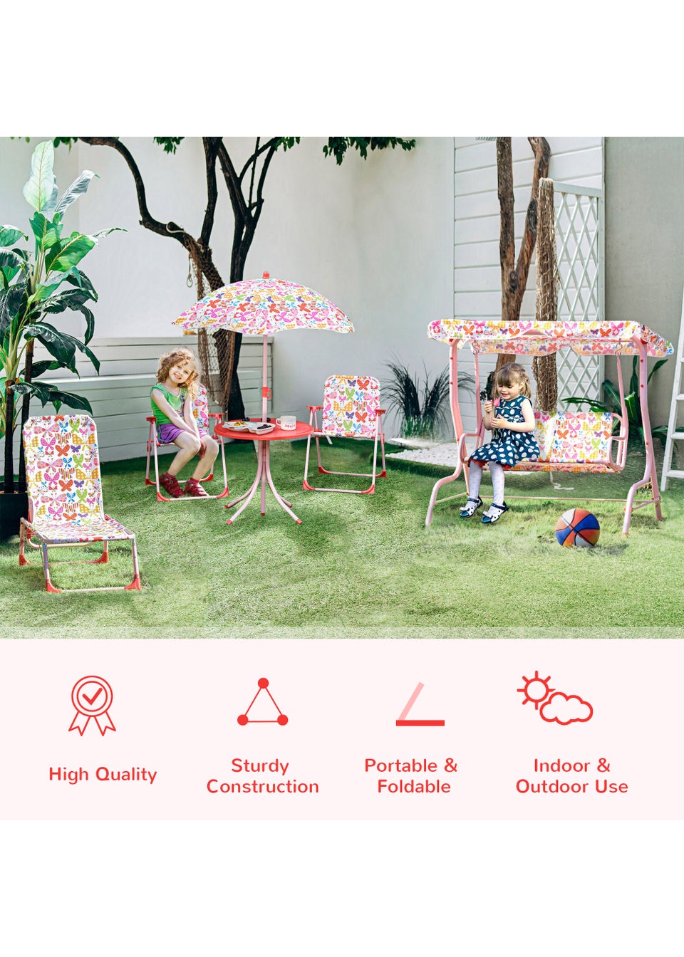 Outsunny Kids Butterfly Folding Picnic Table