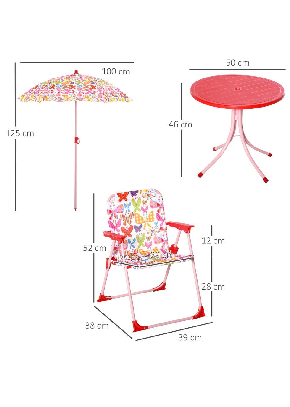 Outsunny Kids Butterfly Folding Picnic Table