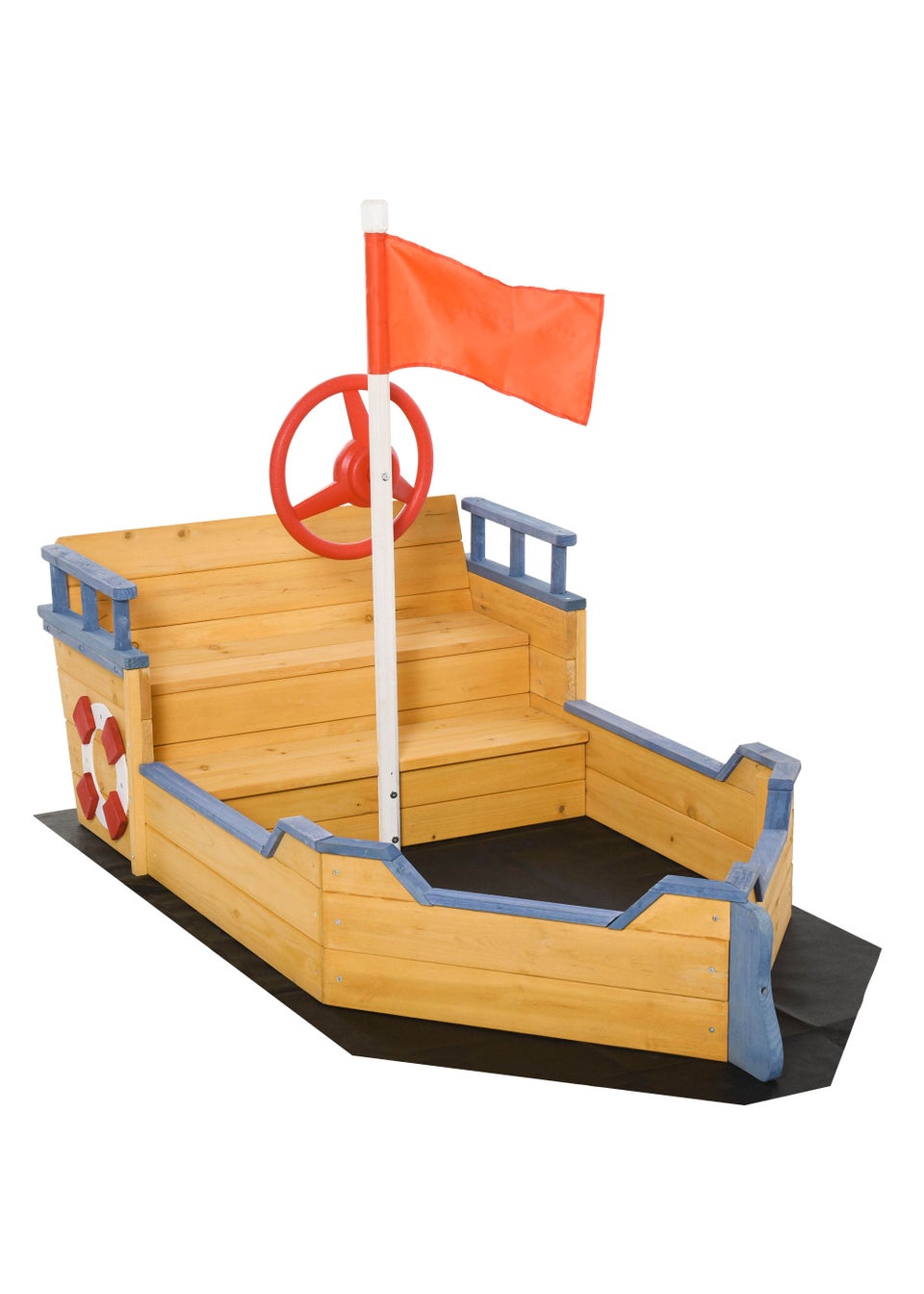 Outsunny Kids Wooden Pirate Ship Sandpit
