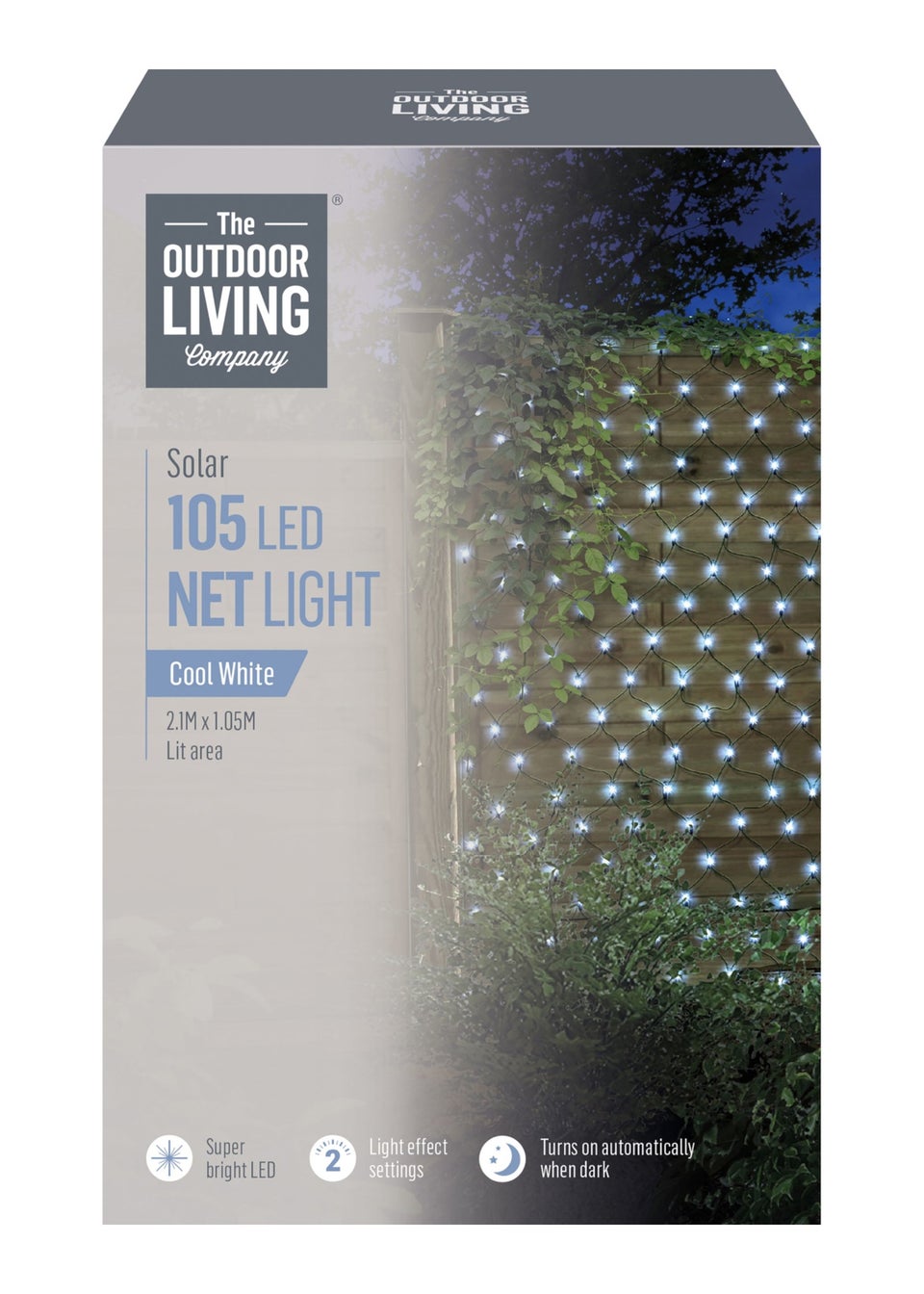 Premier Decorations 105 Cool White LED Solar Trellis Net Lights (2.1m x 1.05m)