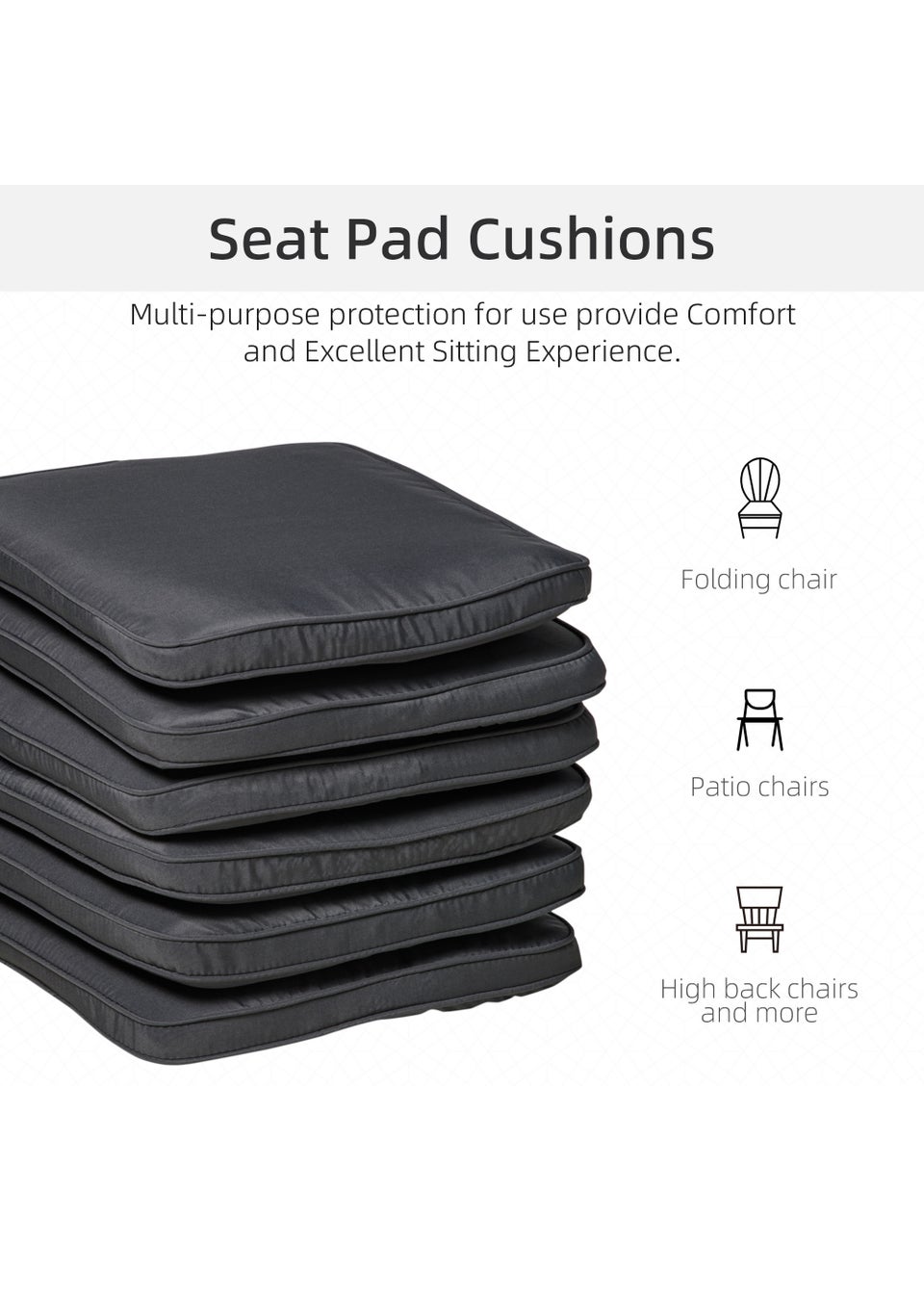Outsunny 6 Pack Seat Pads 5cm x 42cm x 42cm Matalan