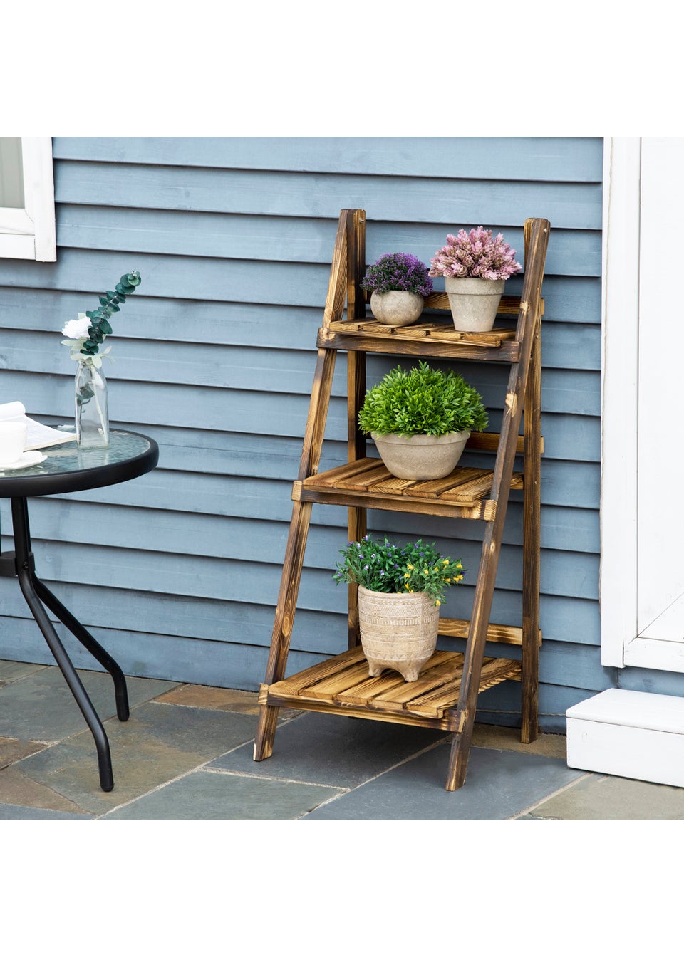 Outsunny Brown 3 Tier Plant Pot Stand