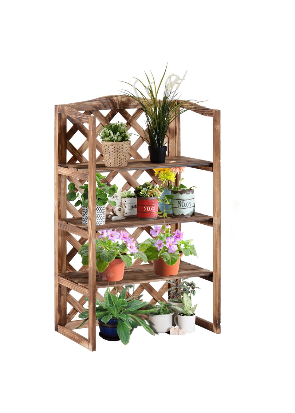 Outsunny Brown 3 Tier Plant Shelf (120cm x 38cm x 75cm)