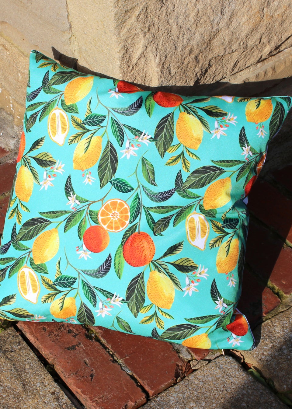 Evans Lichfield Orange Blossom Outdoor Filled Cushion (43cm x 43cm x 8cm)