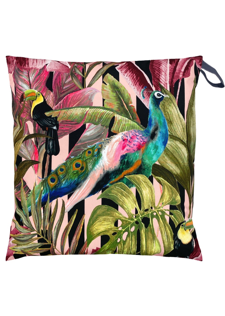 Evans Lichfield Toucan & Peacock Outdoor Filled Cushion (70cm x 70cm x 8cm)