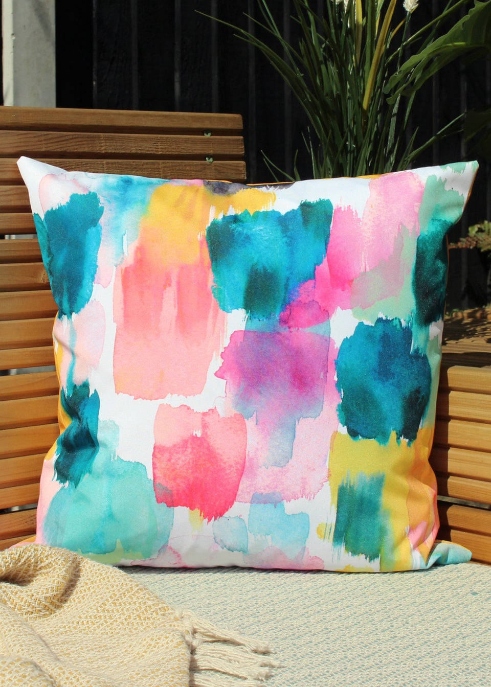 Evans Lichfield Watercolours Outdoor Filled Cushion (43cm x 43cm x 8cm)