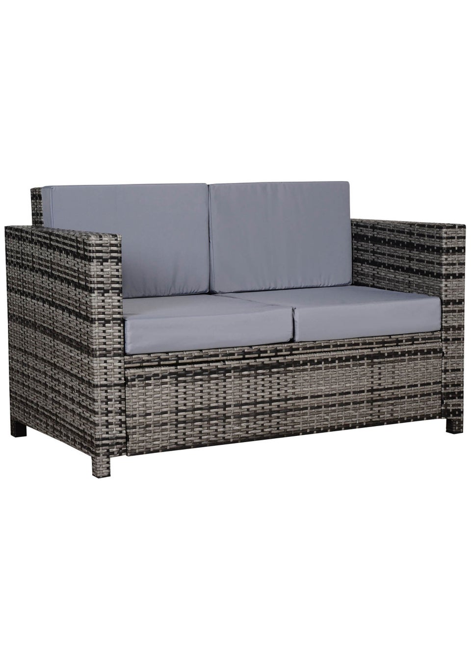 Outsunny 2-Seater Grey Wicker Garden Sofa (130cm x 70cm x 80cm)