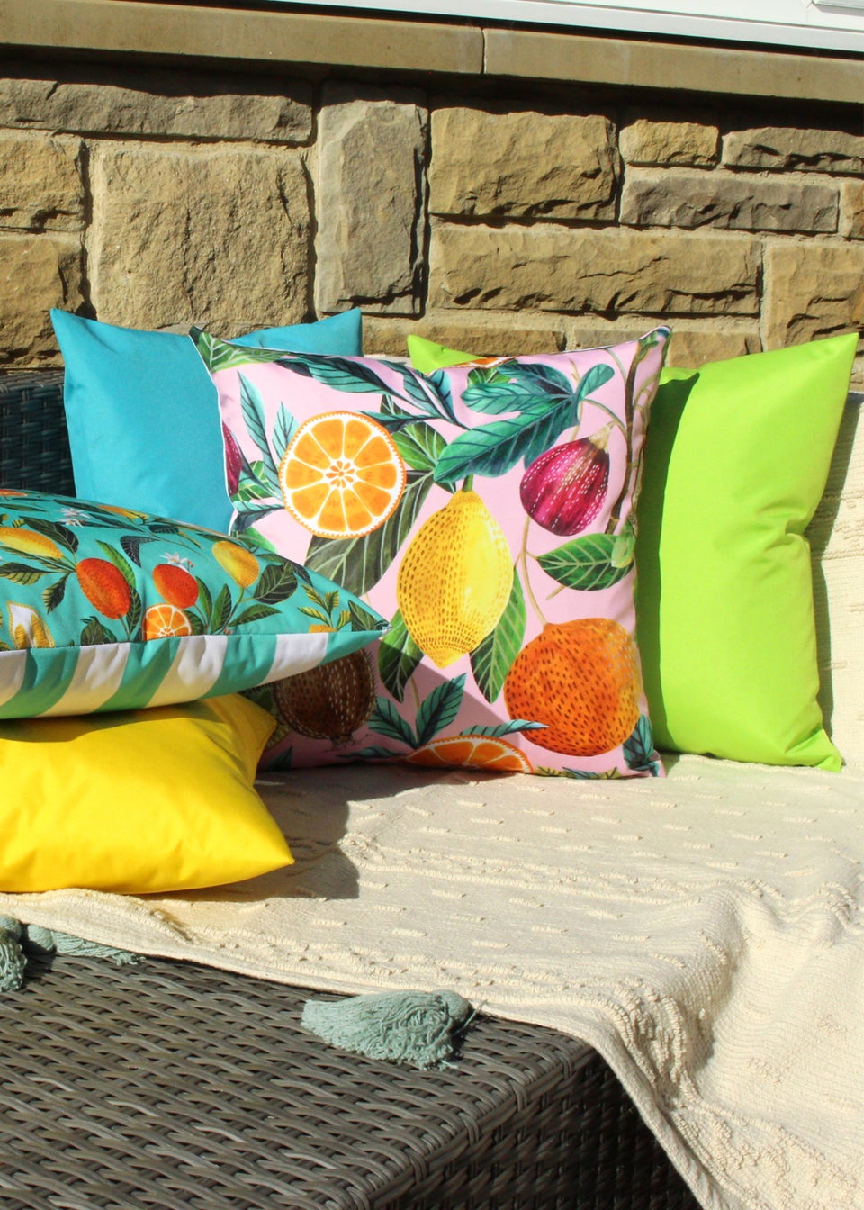 Evans Lichfield Citrus Outdoor Filled Cushion (43cm x 43cm x 8cm)