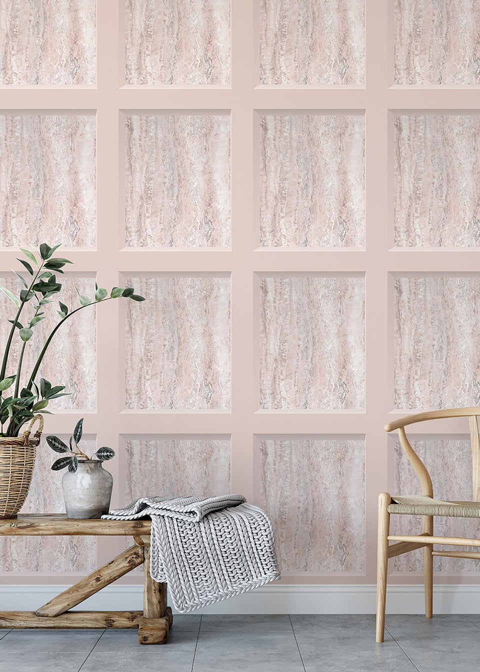 Muriva Eterna Marble Panel Wallpaper Matalan